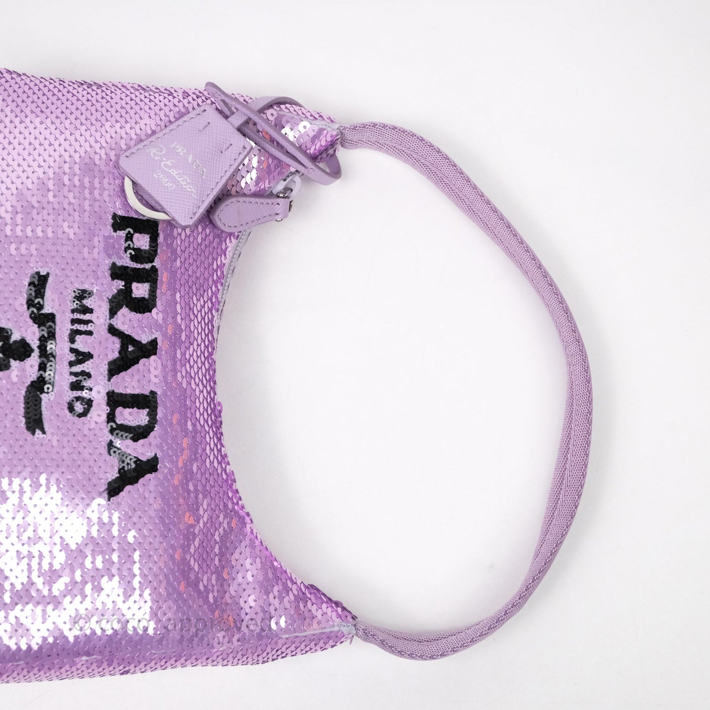 Prada Re-Edition 2000 Nylon Mini Hobo Bag Purple Sequin