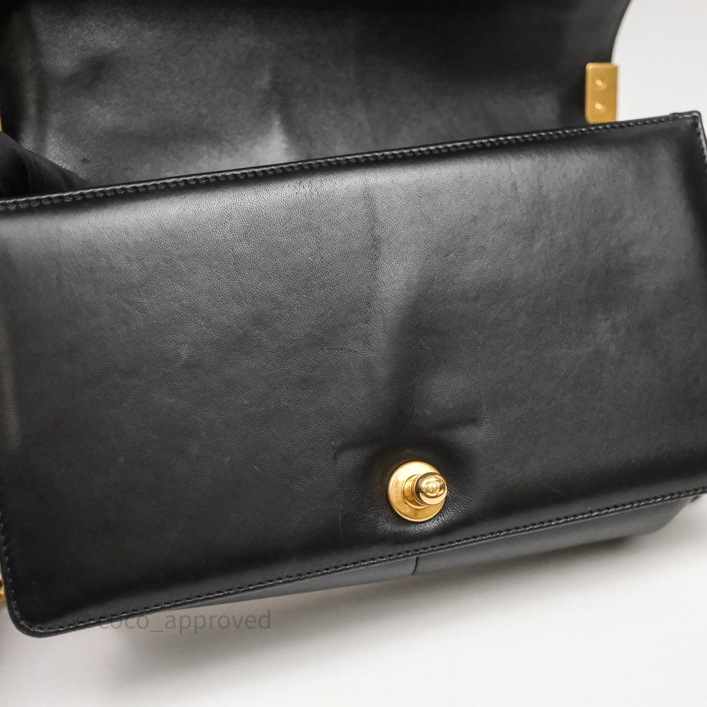Chanel Medium Boy Quilted Black Lambskin Aged Gold Hardware