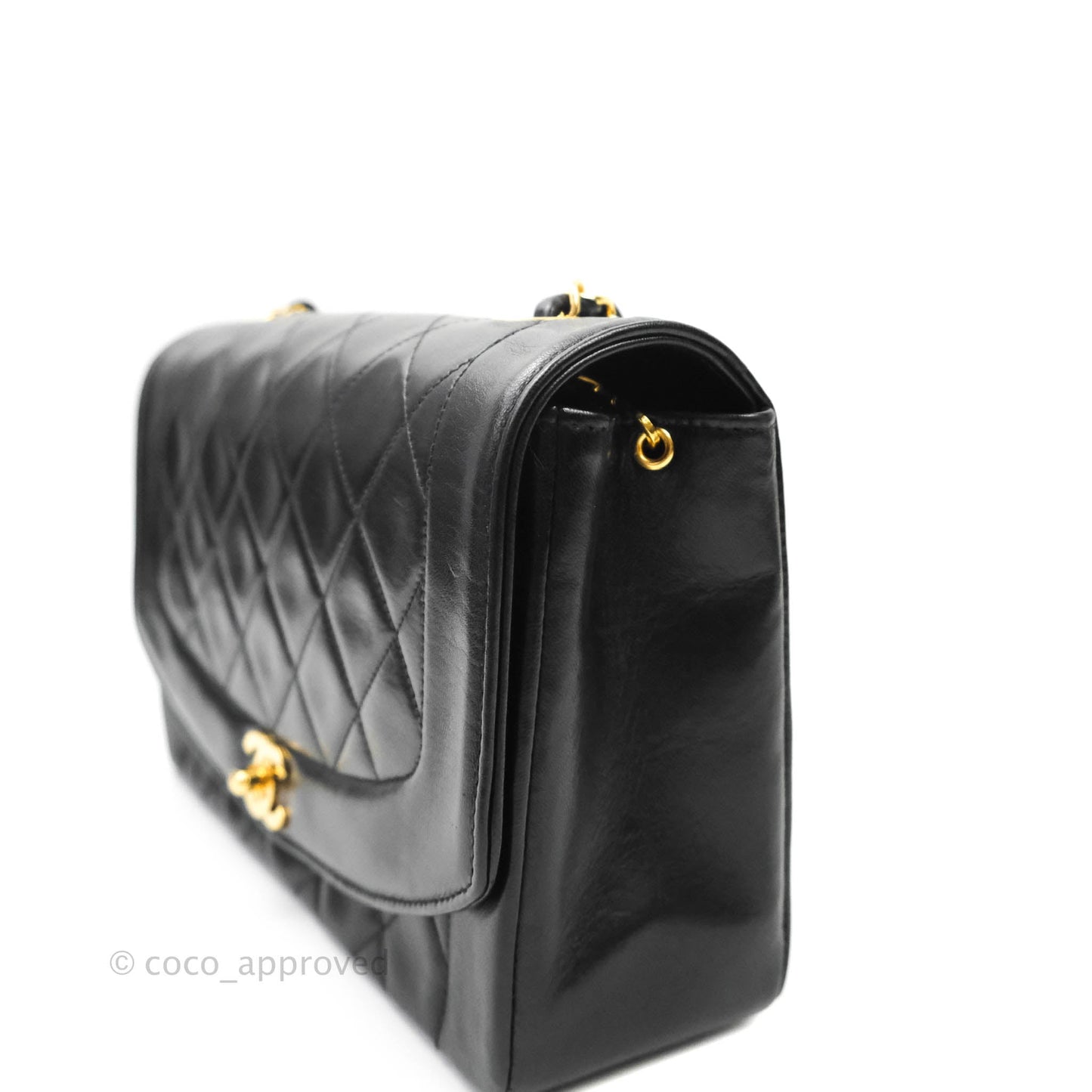 Chanel Black Quilted Lambskin Medium Vintage Classic Diana Flap Bag