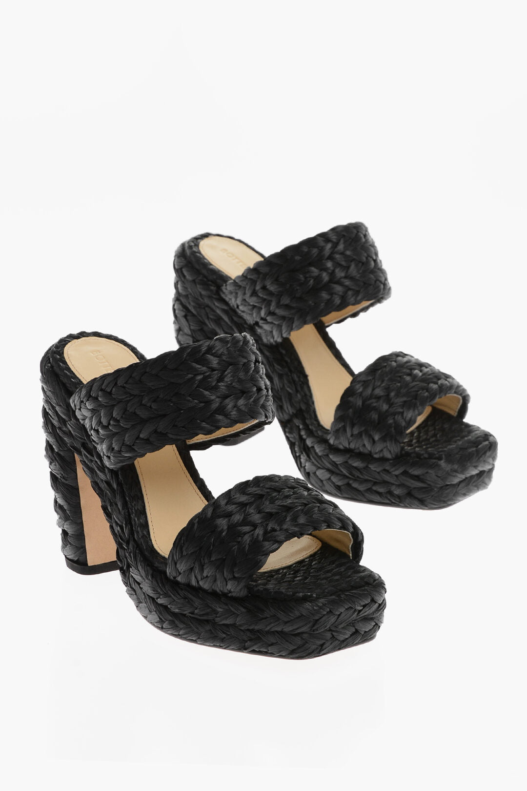 Luxury Bottega Veneta Braided Raffia Sandals 12 Cm
