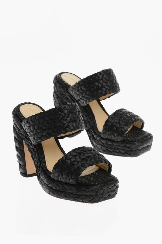 Luxury Bottega Veneta Braided Raffia Sandals 12 Cm