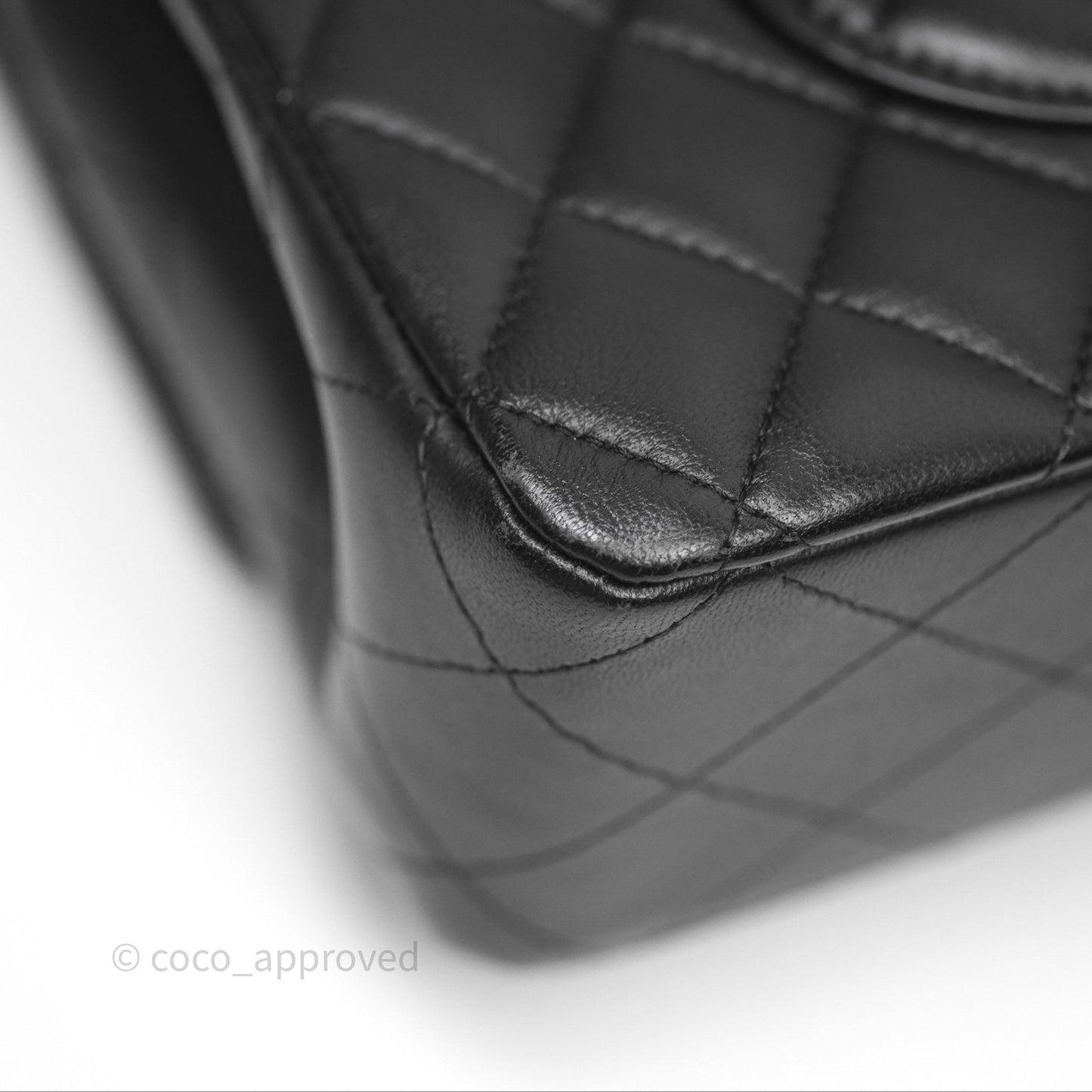Chanel Classic M/L Medium Flap Quilted Black Lambskin Silver Hardware