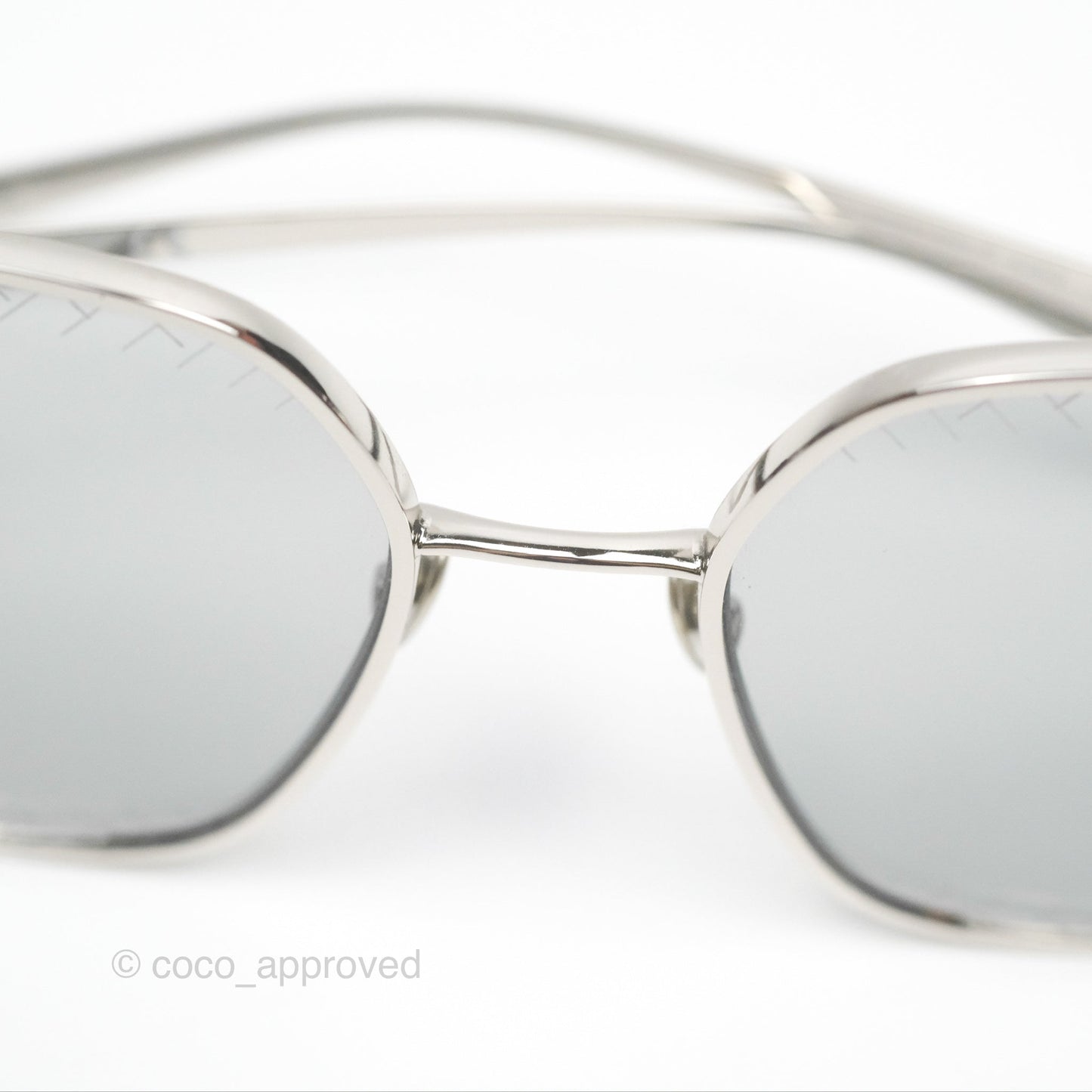 Chanel Gradient Lenses Square Sunglasses Silver Tone