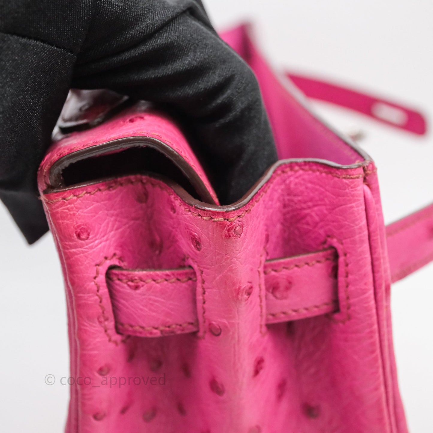 Hermes Kelly 32 Fuchsia Ostrich Palladium Hardware