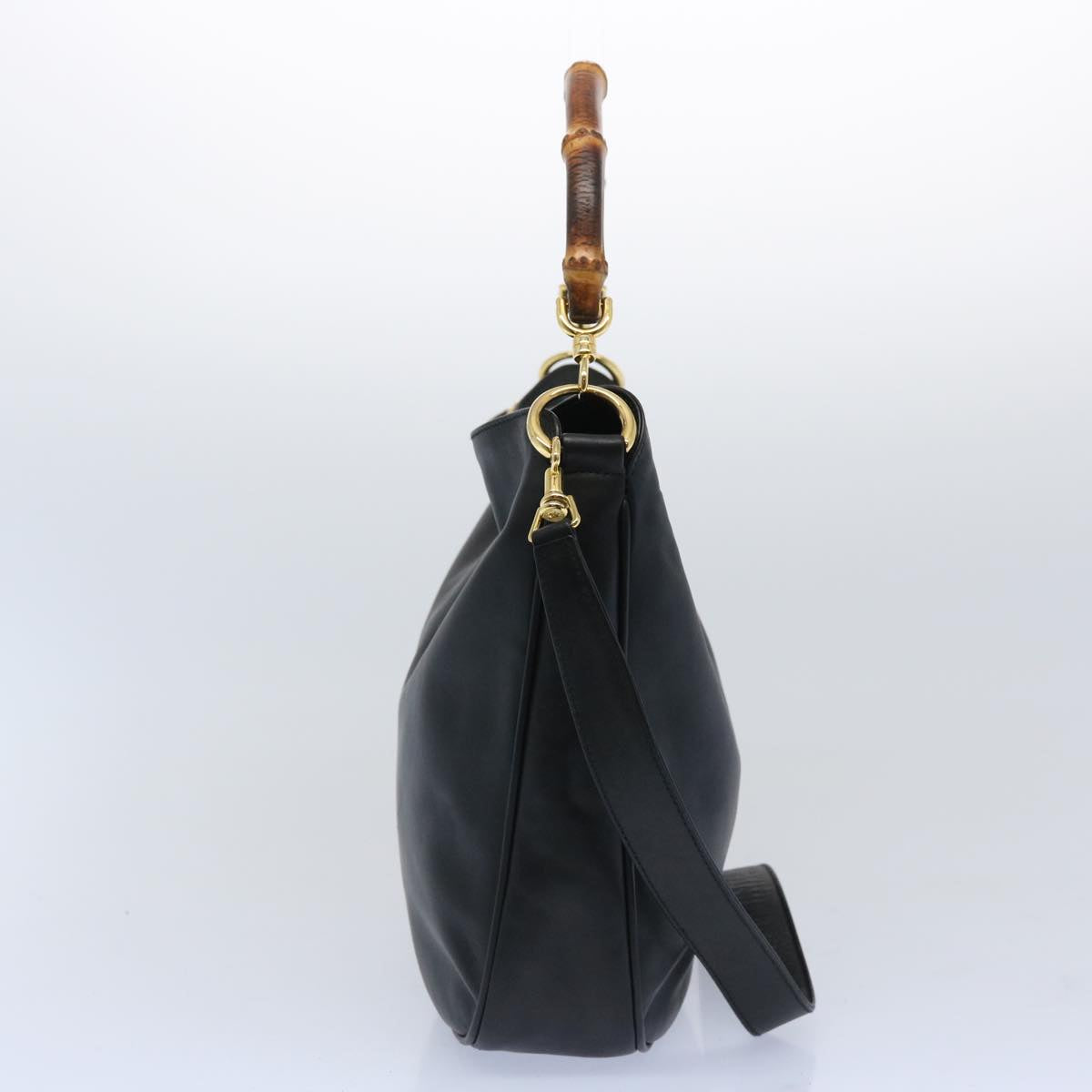 GUCCI Bamboo Shoulder Bag Leather 2way Black  59479