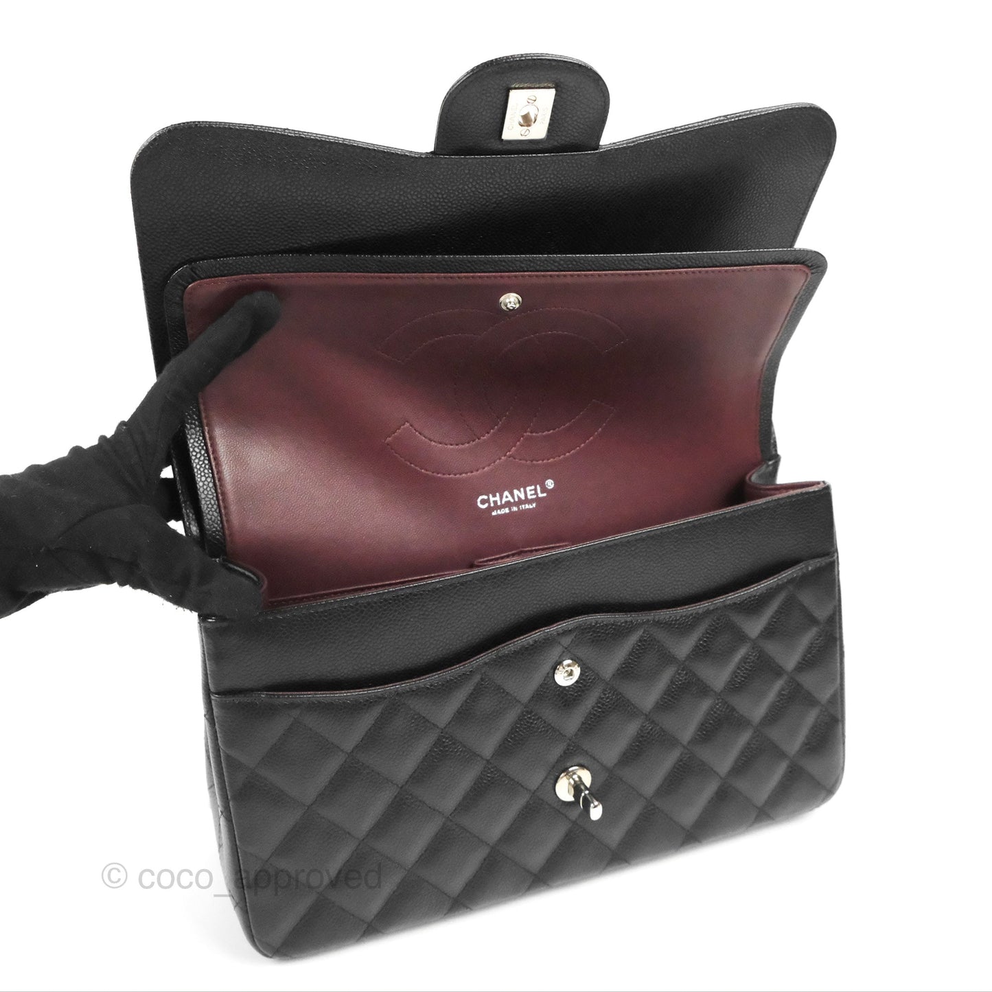 Chanel Jumbo Double Flap Black Caviar Silver Hardware⁣⁣