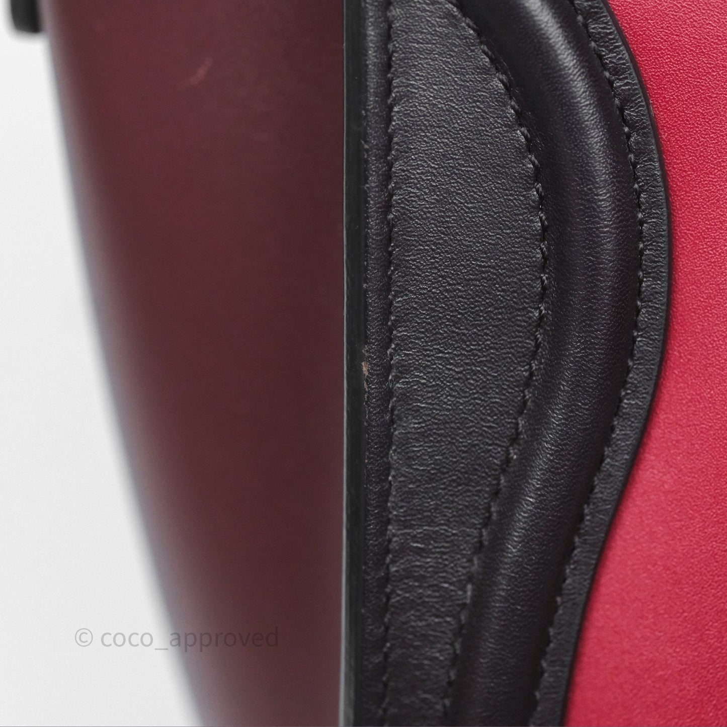 Celine Nano Luggage Satin Calfskin Gold Hardware Red/ Dark Brown
