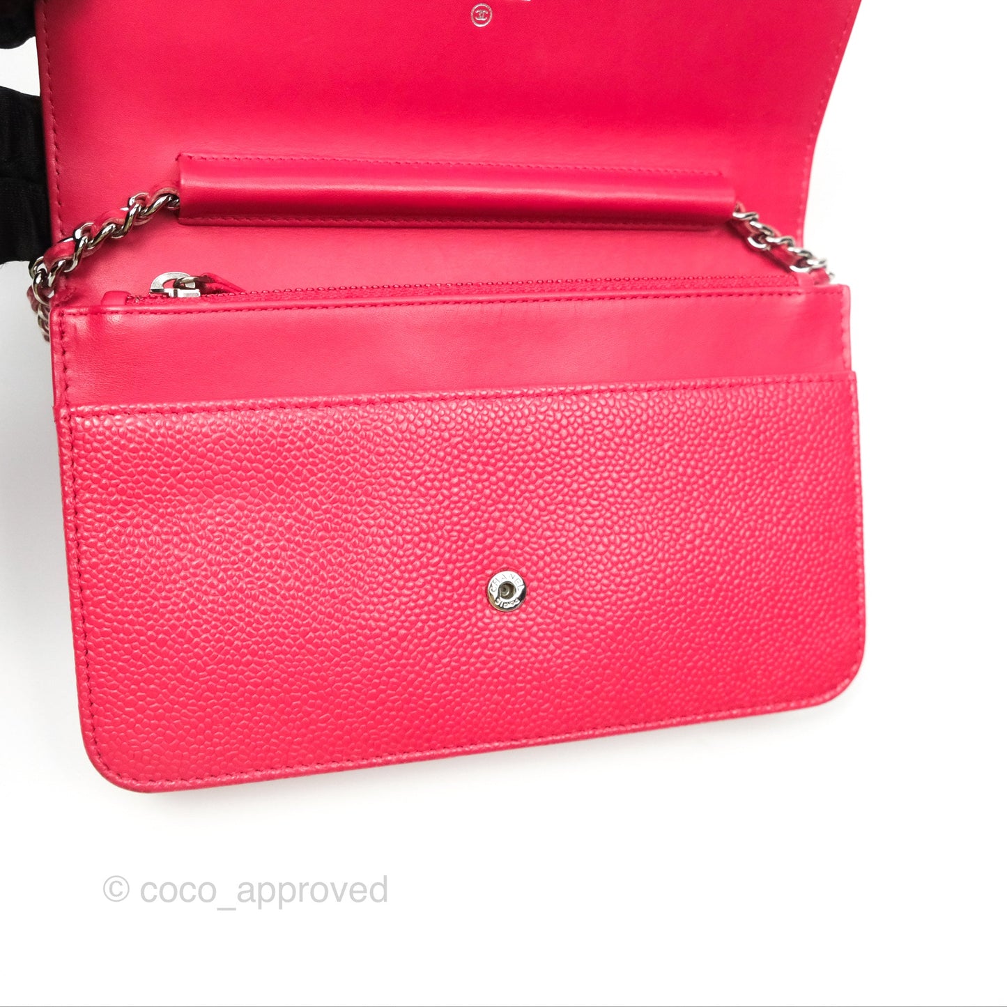 Chanel CC Wallet On Chain WOC Dark Pink Caviar Silver Hardware