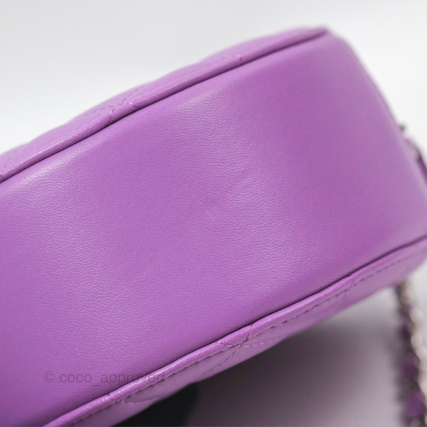 Chanel Round Circle Bag Purple Lambskin Silver Hardware