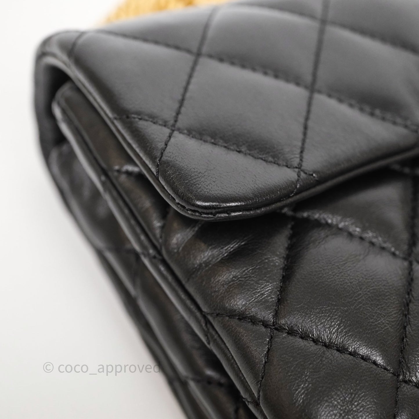 Chanel Small All Slide Adjustable Chain Flap Bag Black Lambskin Aged Gold Hardware 22K