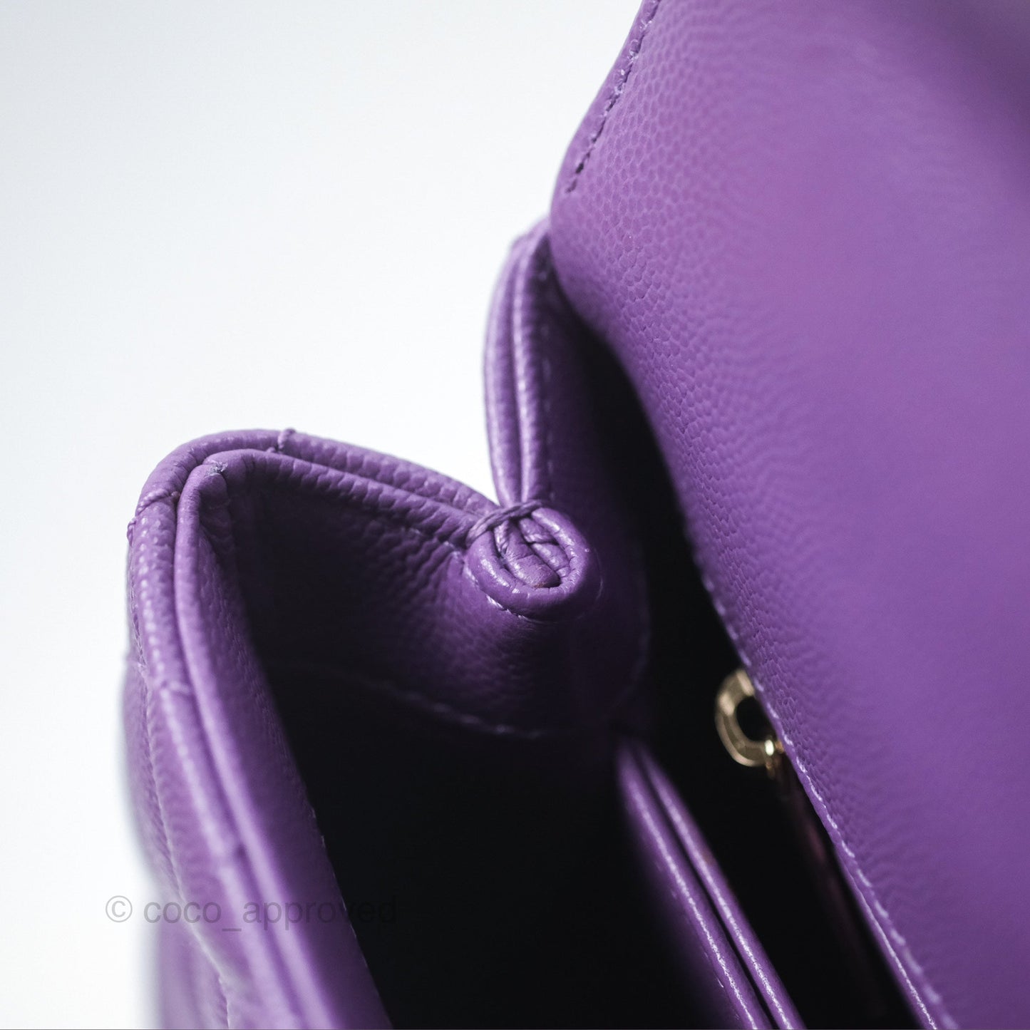 Chanel Quilted Mini Coco Handle Caviar Purple Gold Hardware