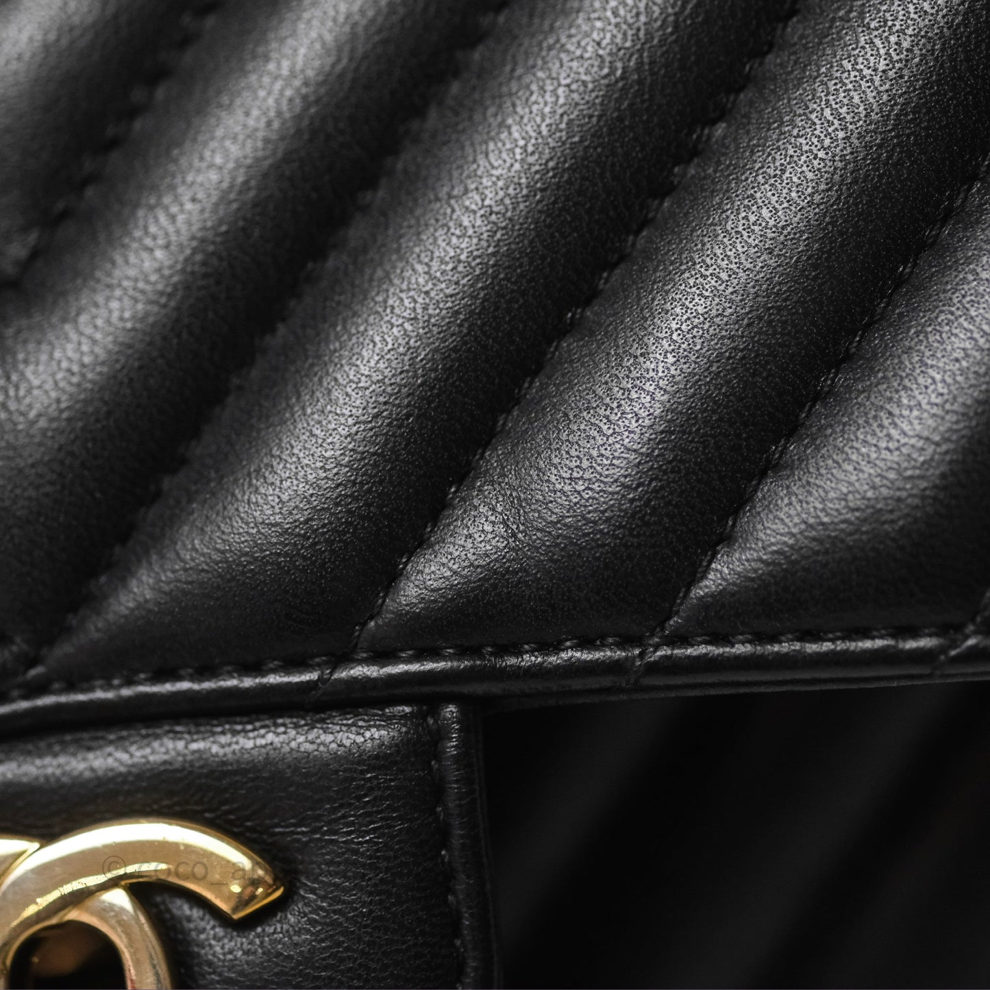 Chanel Mini Rectangular Chevron Black Lambskin Gold Hardware