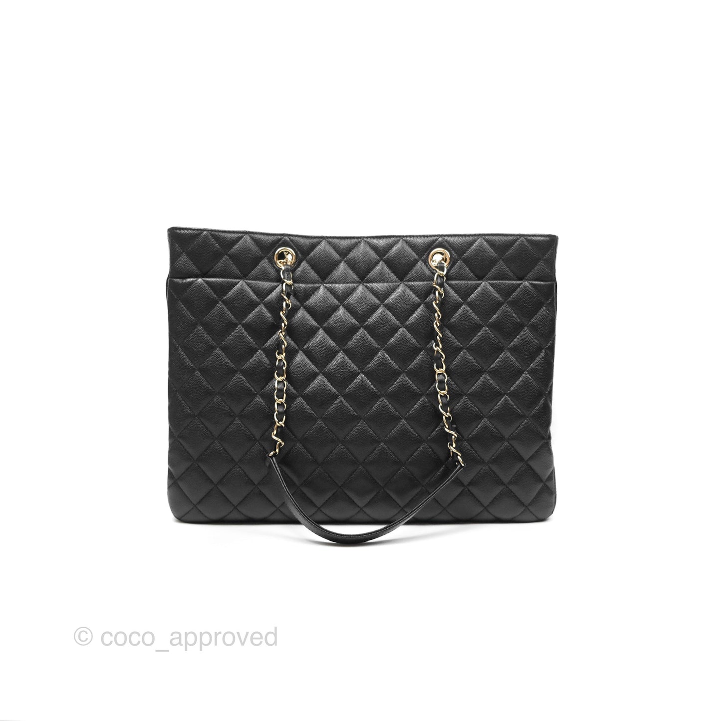 Chanel Large Shopping Tote Quilted Black Caviar Gold Hardware