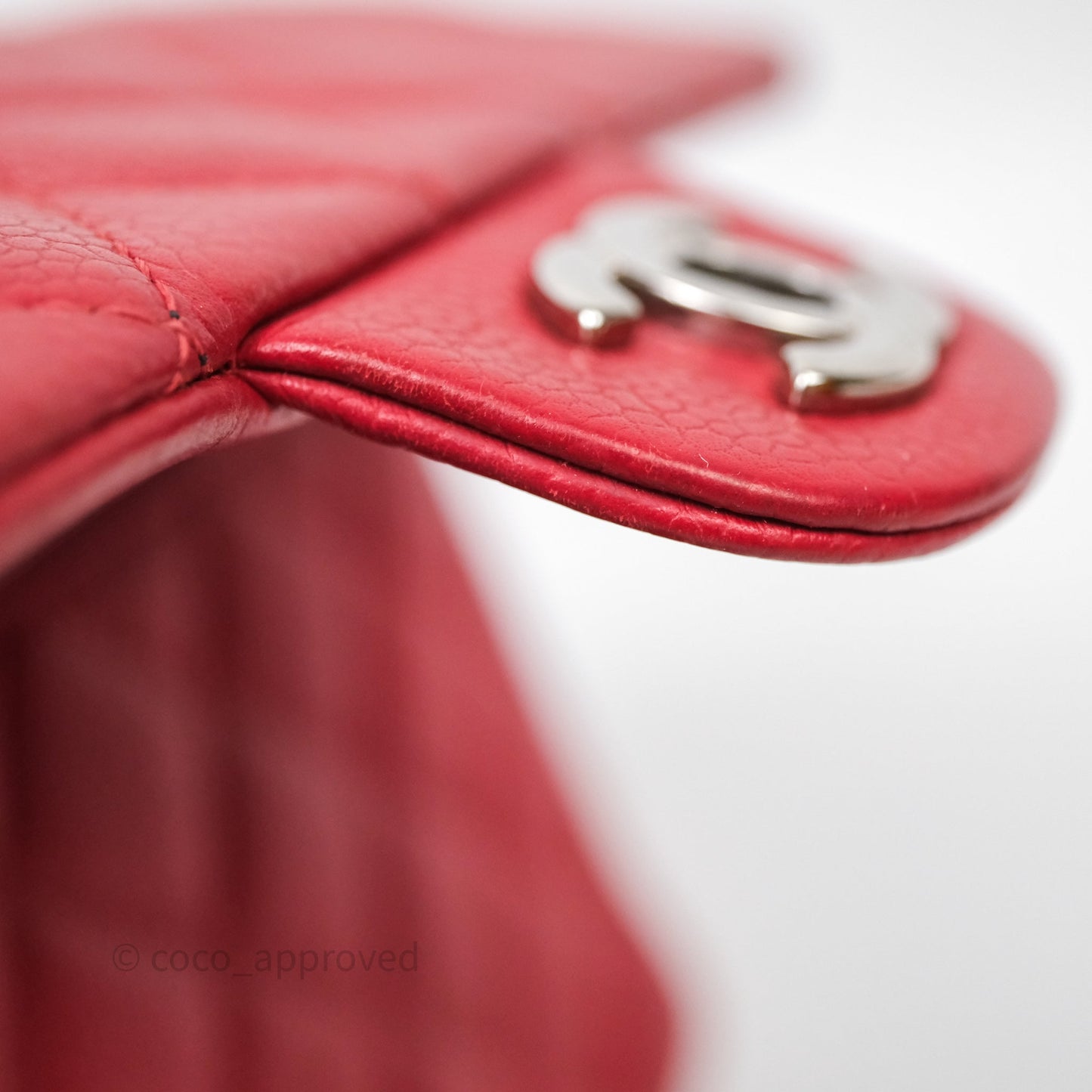 Chanel Quilted Mini Rectangular Flap Red Caviar Silver Hardware