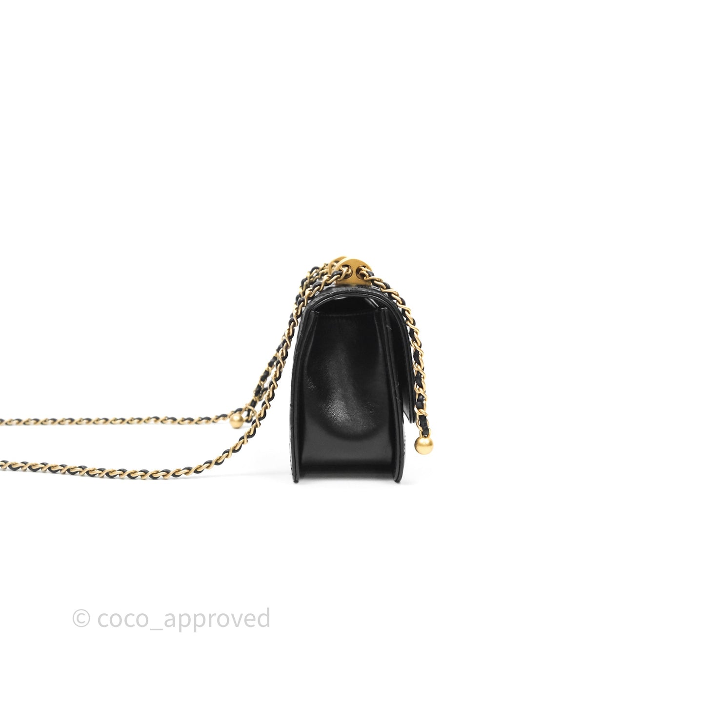 Chanel Mini Perfect Fit Adjustable Chain Black Calfskin Aged Gold Hardware