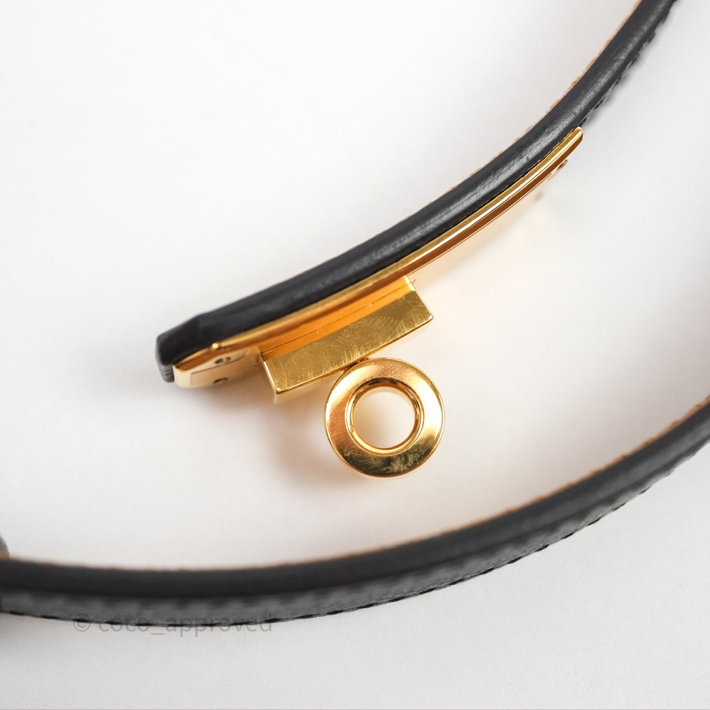 Hermès Kelly Belt Black Noir 89 Epsom Gold Hardware