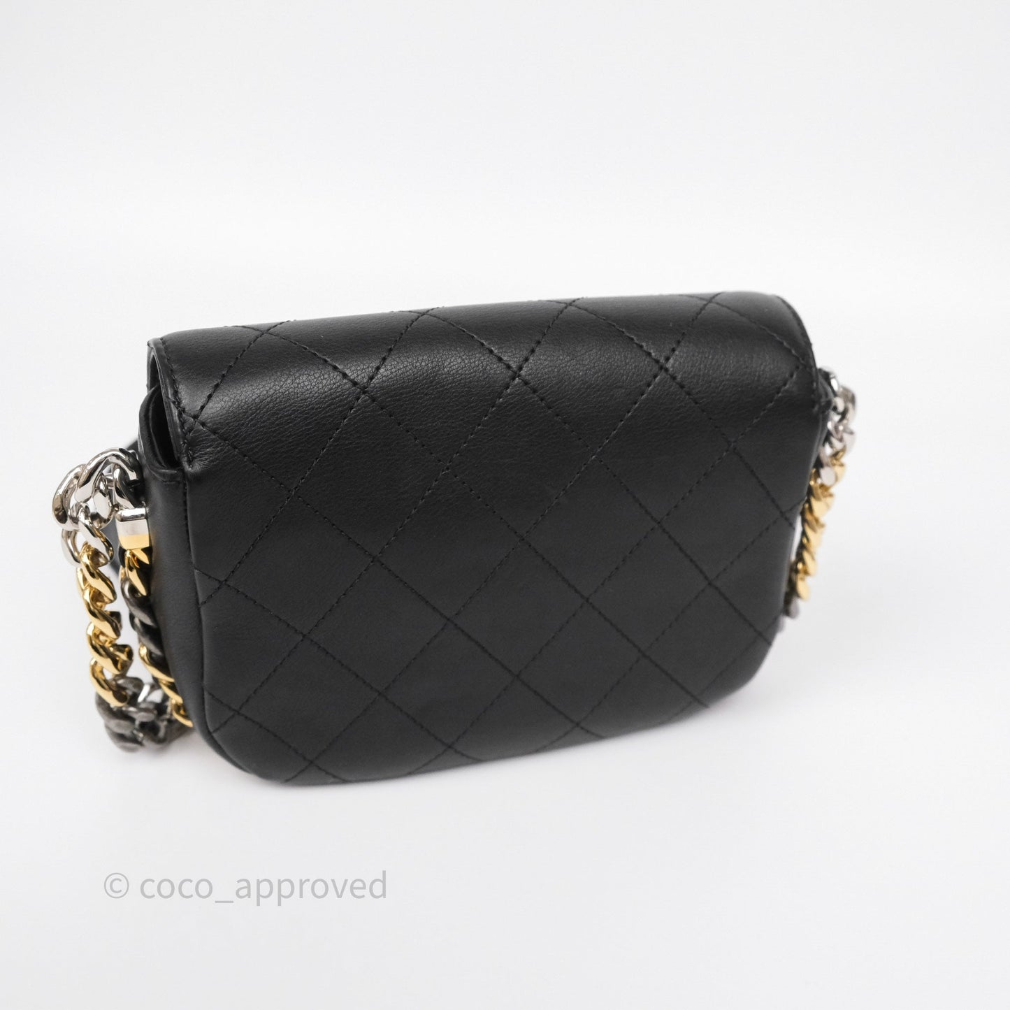 Chanel Small Precious Union Flap Black Calfskin Gold & Silver Hardware
