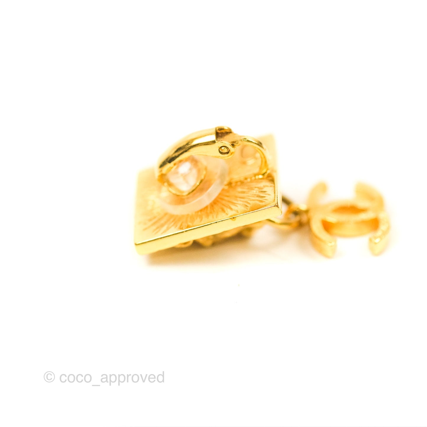 Chanel Lion CC Drop Ear Clip Gold Tone 22A
