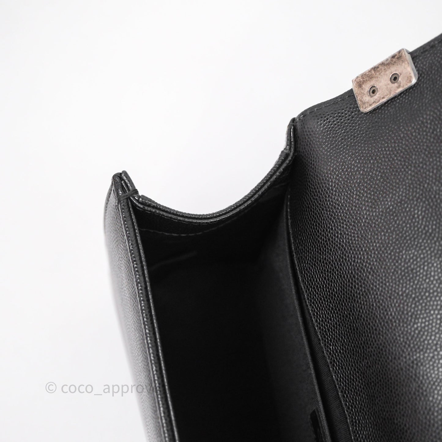 Chanel Medium Boy Quilted Black Caviar Ruthenium Hardware