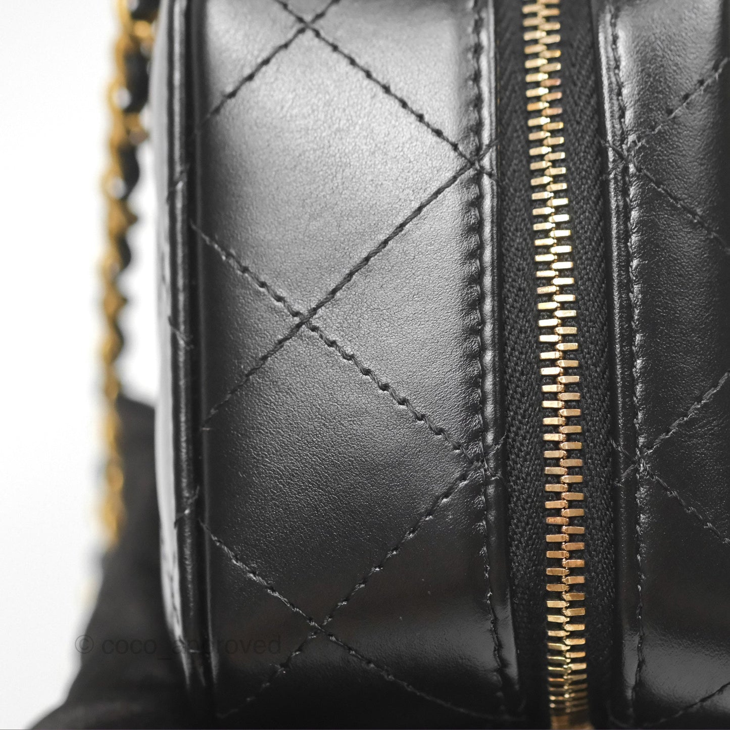 Chanel Top Handle Vanity Case Black Shiny Lambskin Aged Gold Hardware