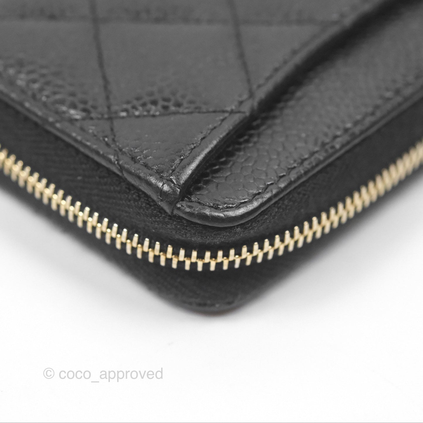 Chanel Classic Zipped Coin Purse Black Caviar Gold Hardware
