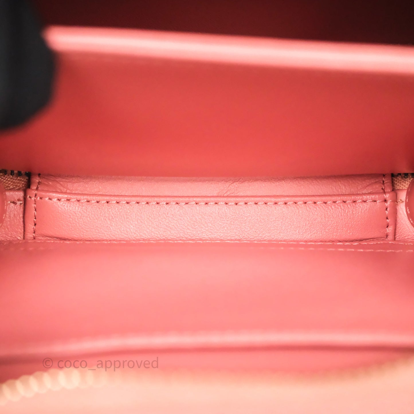 Chanel Quilted Small CC Filigree Vanity Case Pink Caviar Aged Gold Hardware