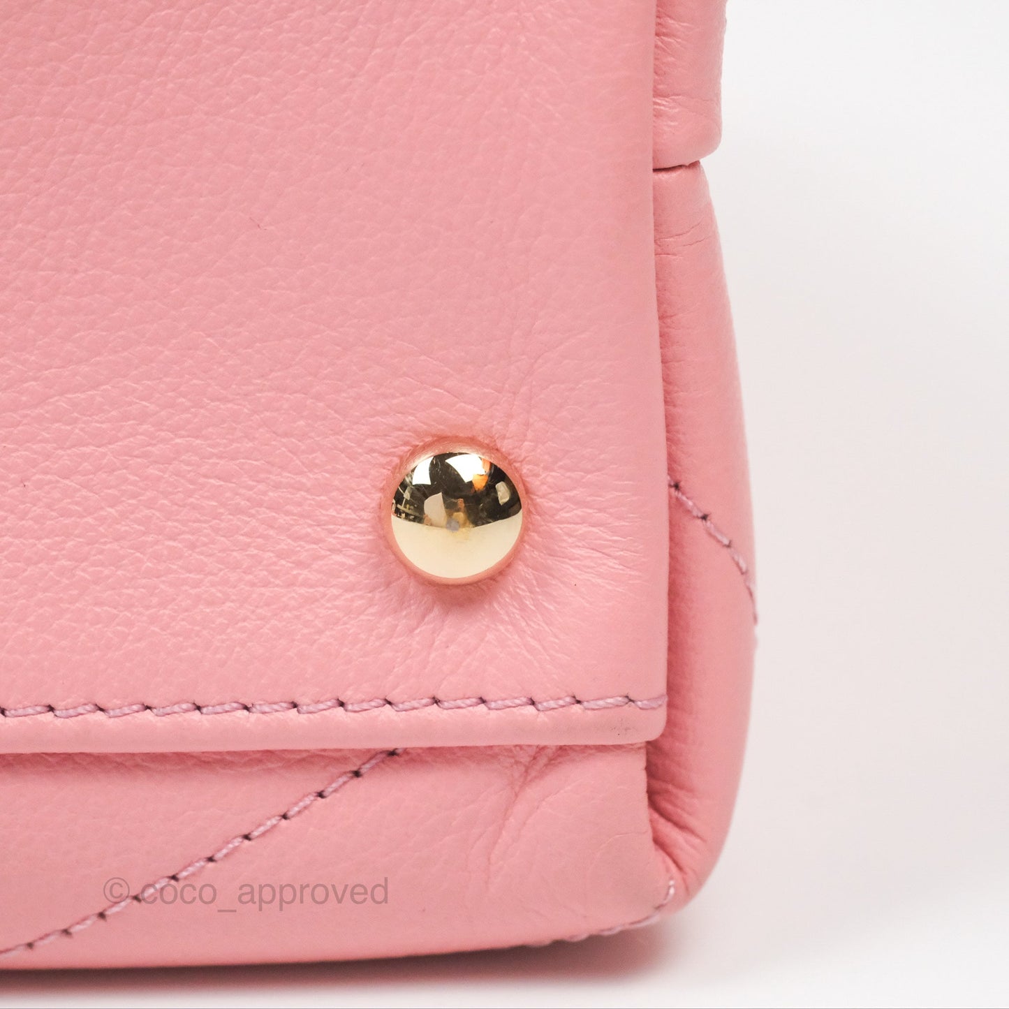 Chanel Small Chevron Chic Top Handle Flap Pink Grained Calfskin Gold Hardware