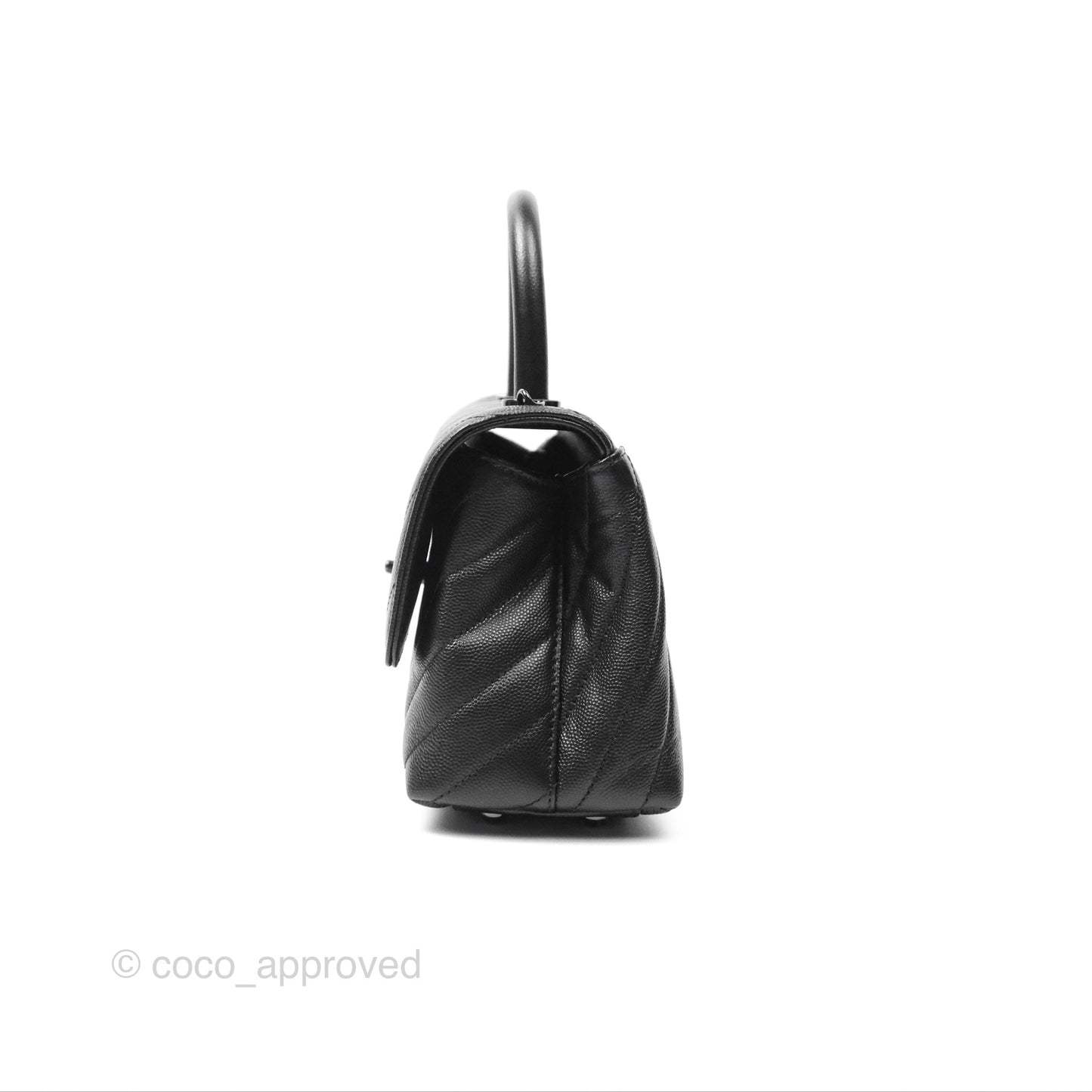 Chanel Small Coco Handle Chevron So Black Caviar