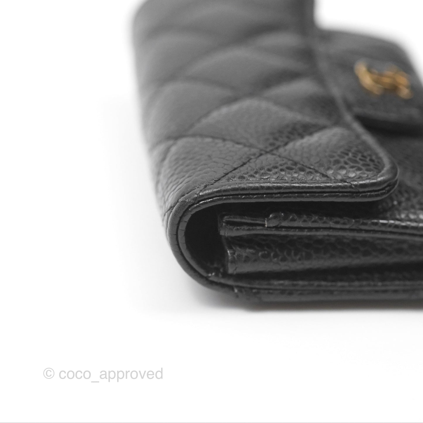 Chanel Quilted Flap Card Holder Black Caviar Gold Hardware