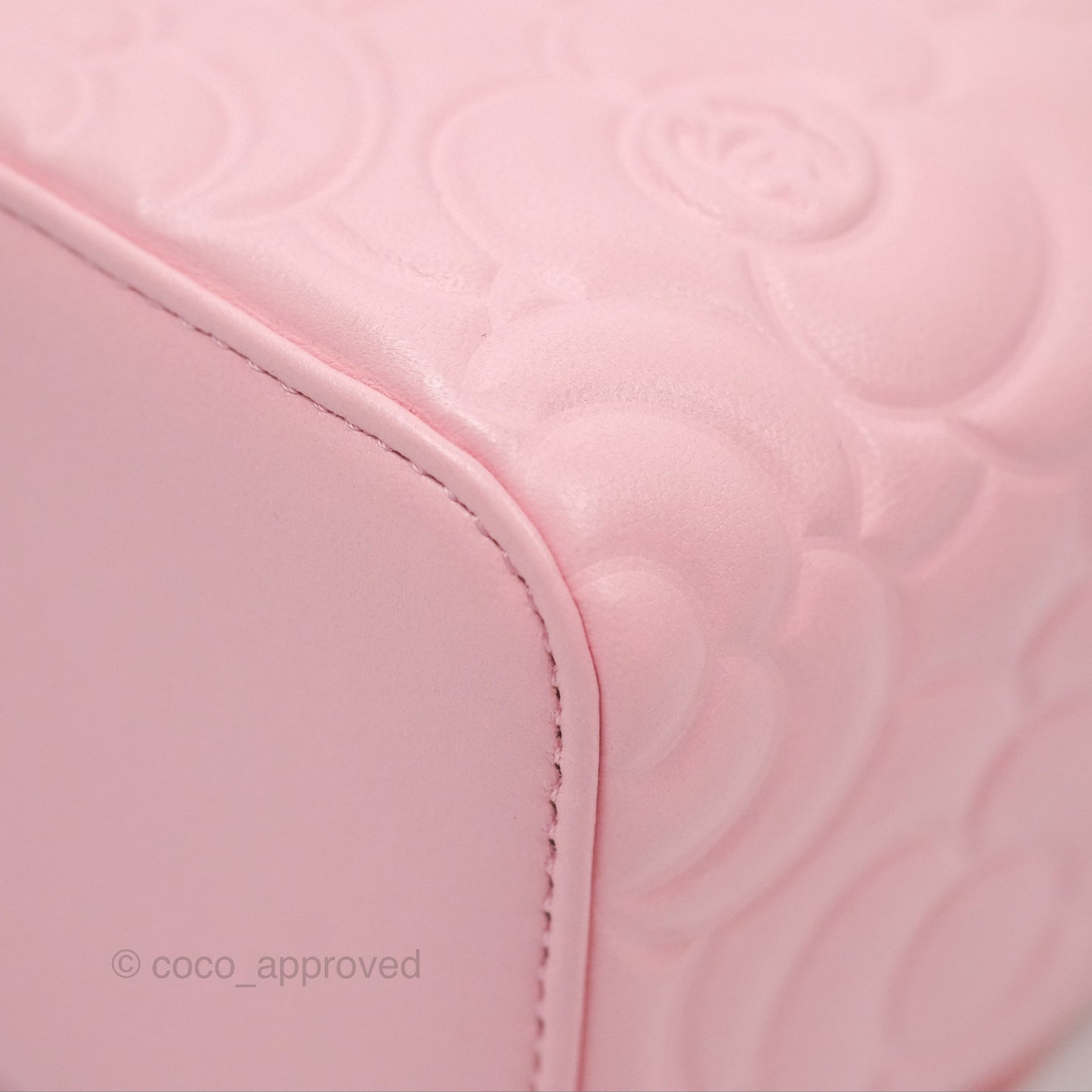 Chanel Vanity with Chain Camellia Embossed Pink Lambskin Gold Hardware