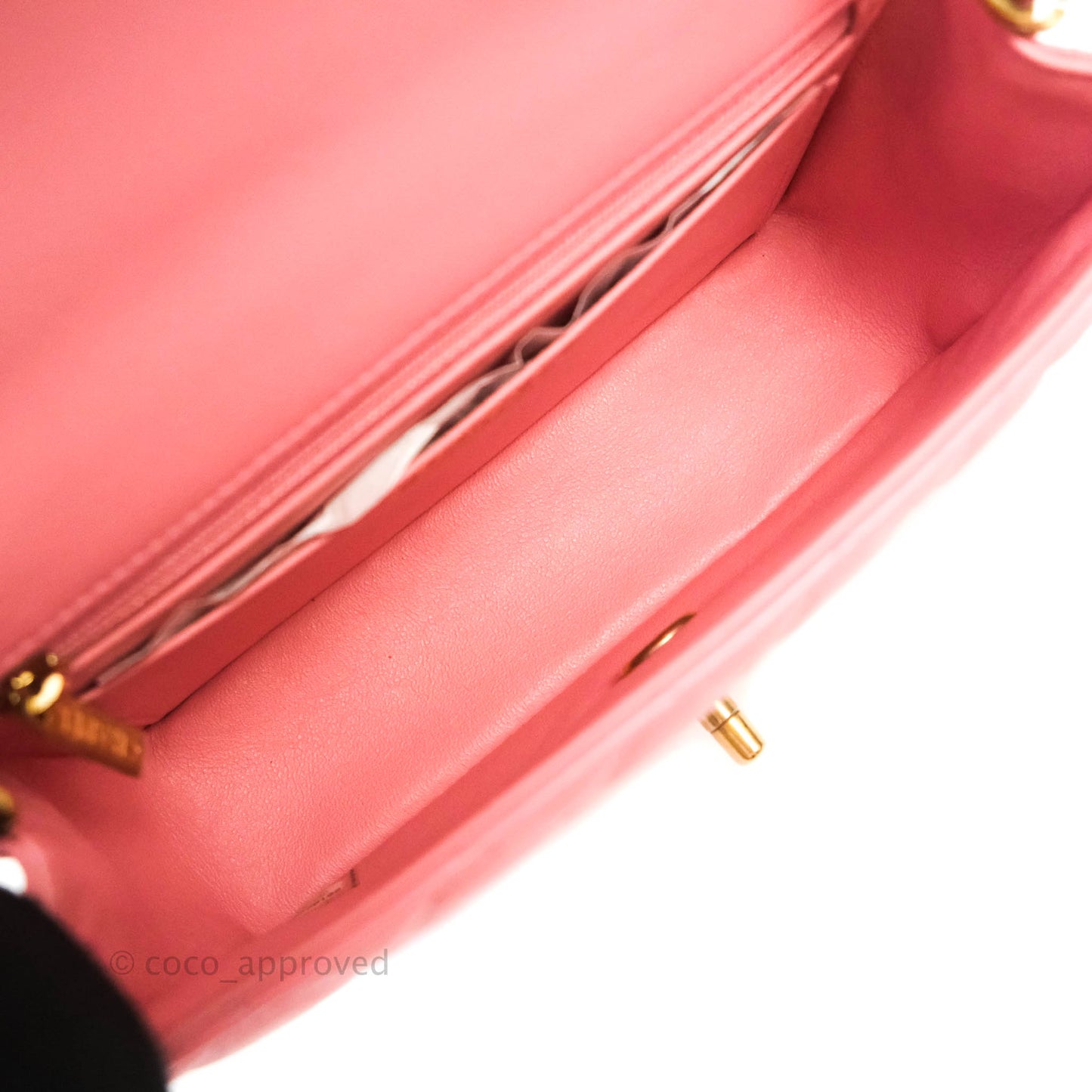 Chanel Classic Quilted Mini Rectangular Flap Pink Lambskin Aged Gold Hardware