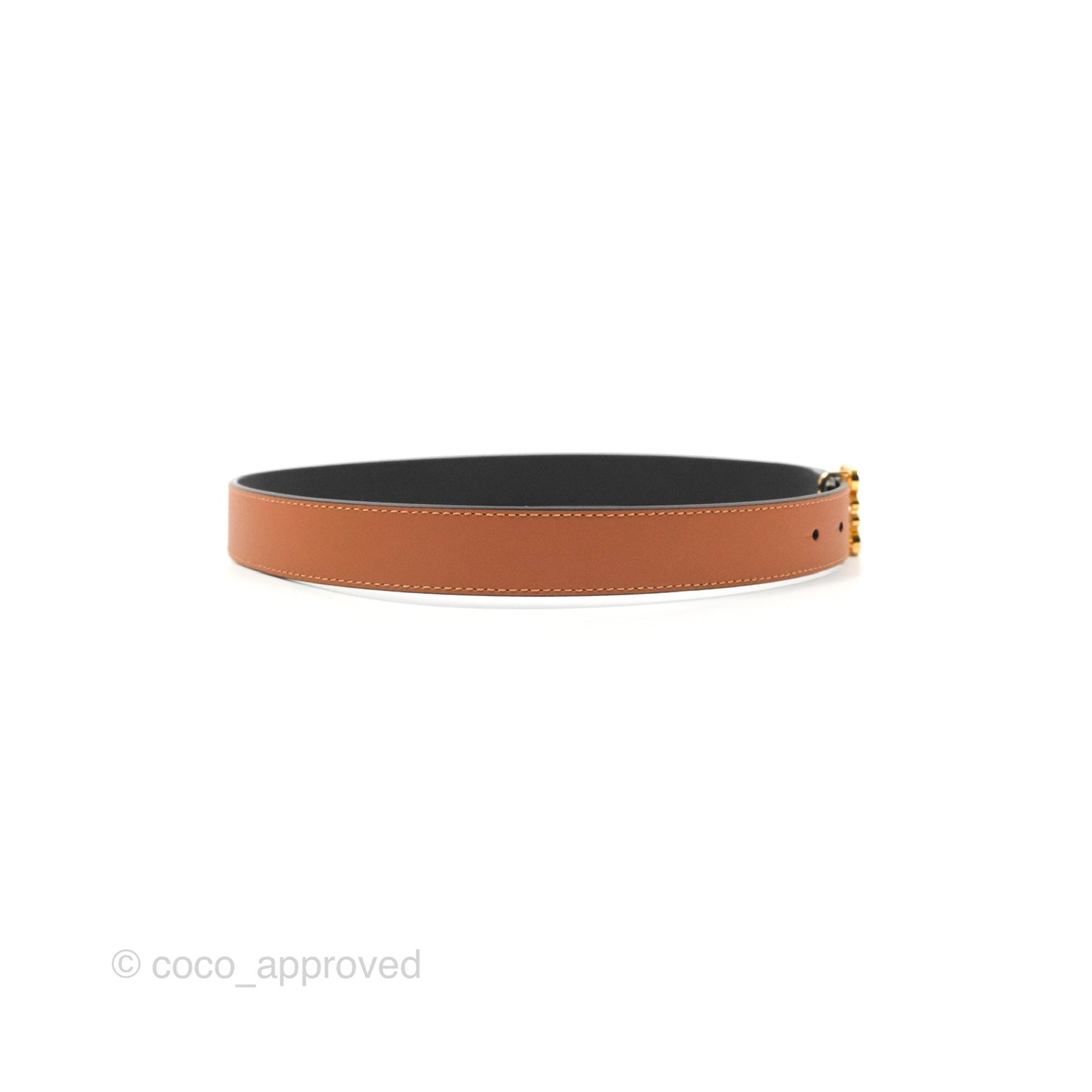 Loewe Anagram Buckle Tan Black Calfskin Reversible Belt Size 75