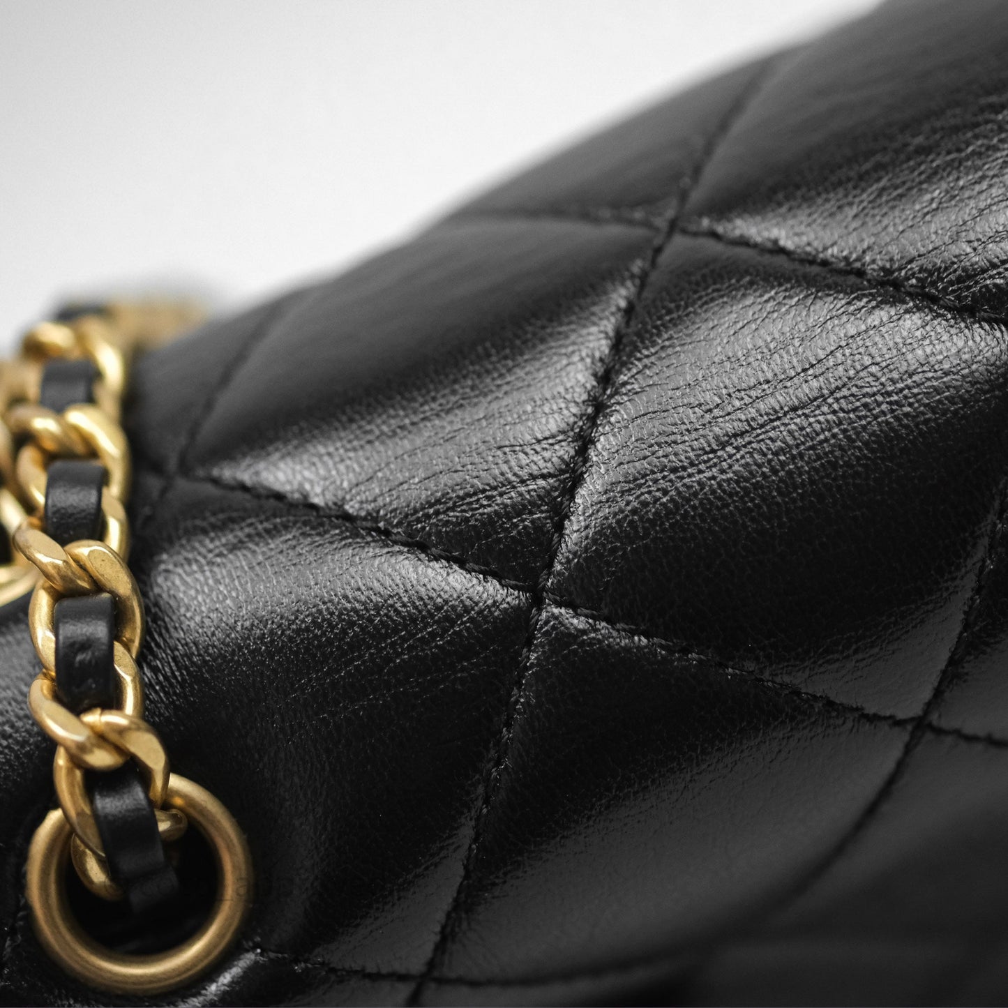 Chanel Quilted Flap Bag Black Lambskin Aged Gold Hardware 22P