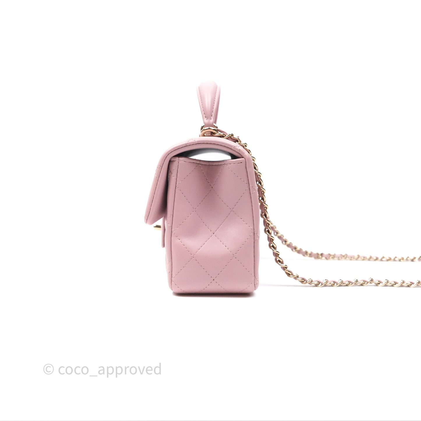 Chanel Top Handle Mini Rectangular Flap Lilac Pink Lambskin Gold Hardware