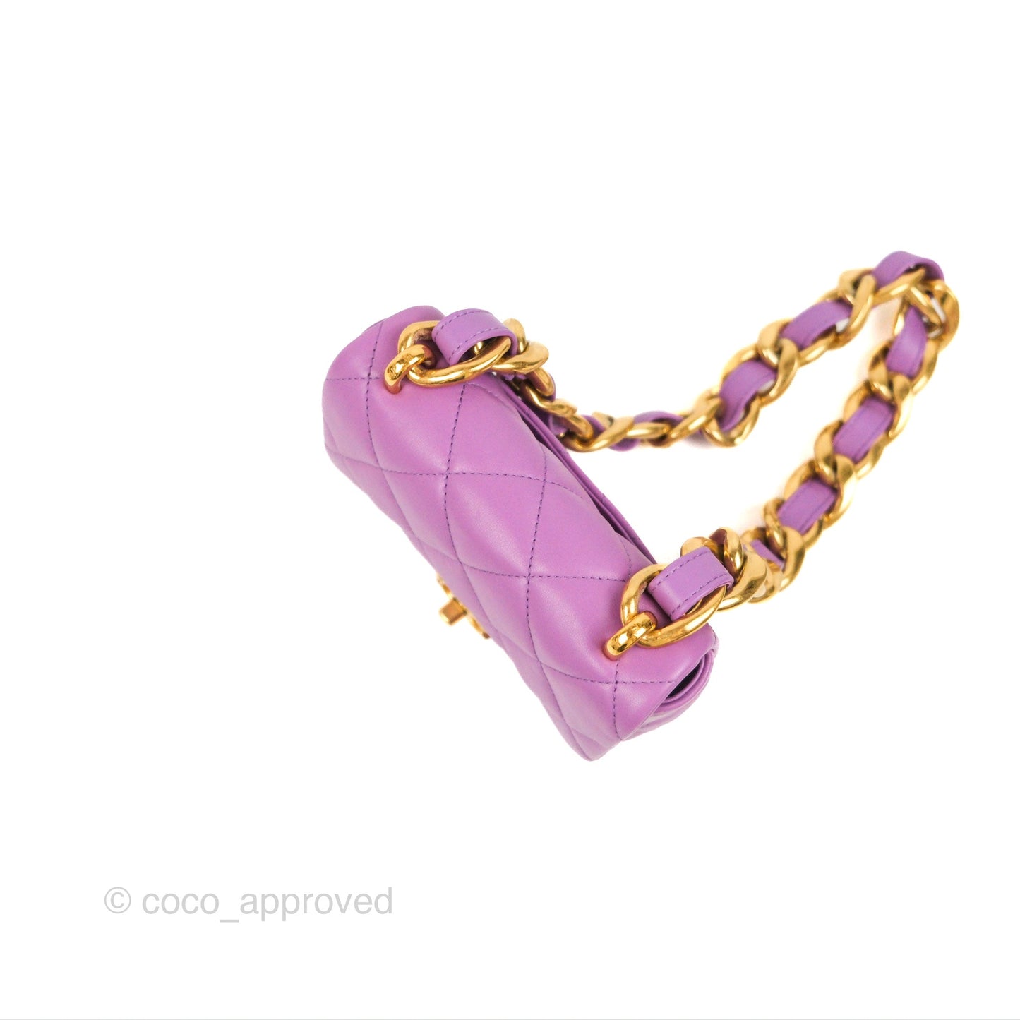 Chanel Quilted Mini CC Funky Town Flap Purple Lambskin Gold Hardware