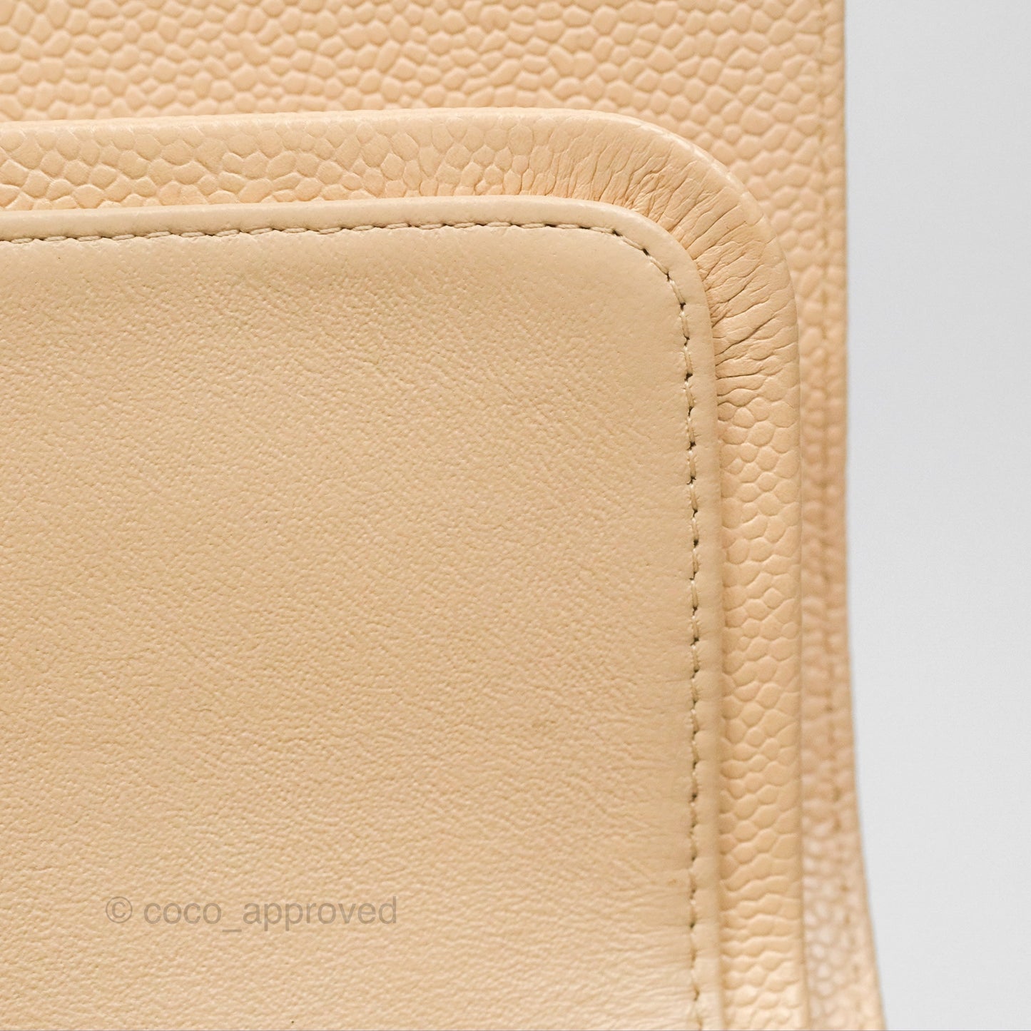 Chanel Classic M/L Medium Flap Quilted Beige Caviar Gold Hardware