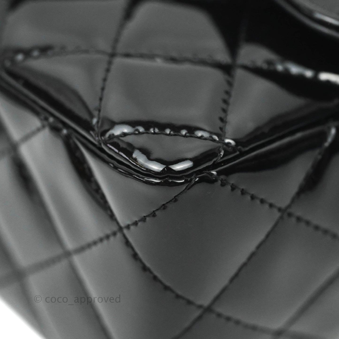Chanel Quilted Mini Rectangular Black Patent Gold Hardware