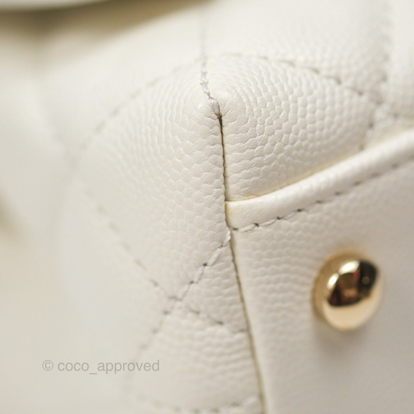 Chanel Mini Coco Handle White Caviar Gold Hardware