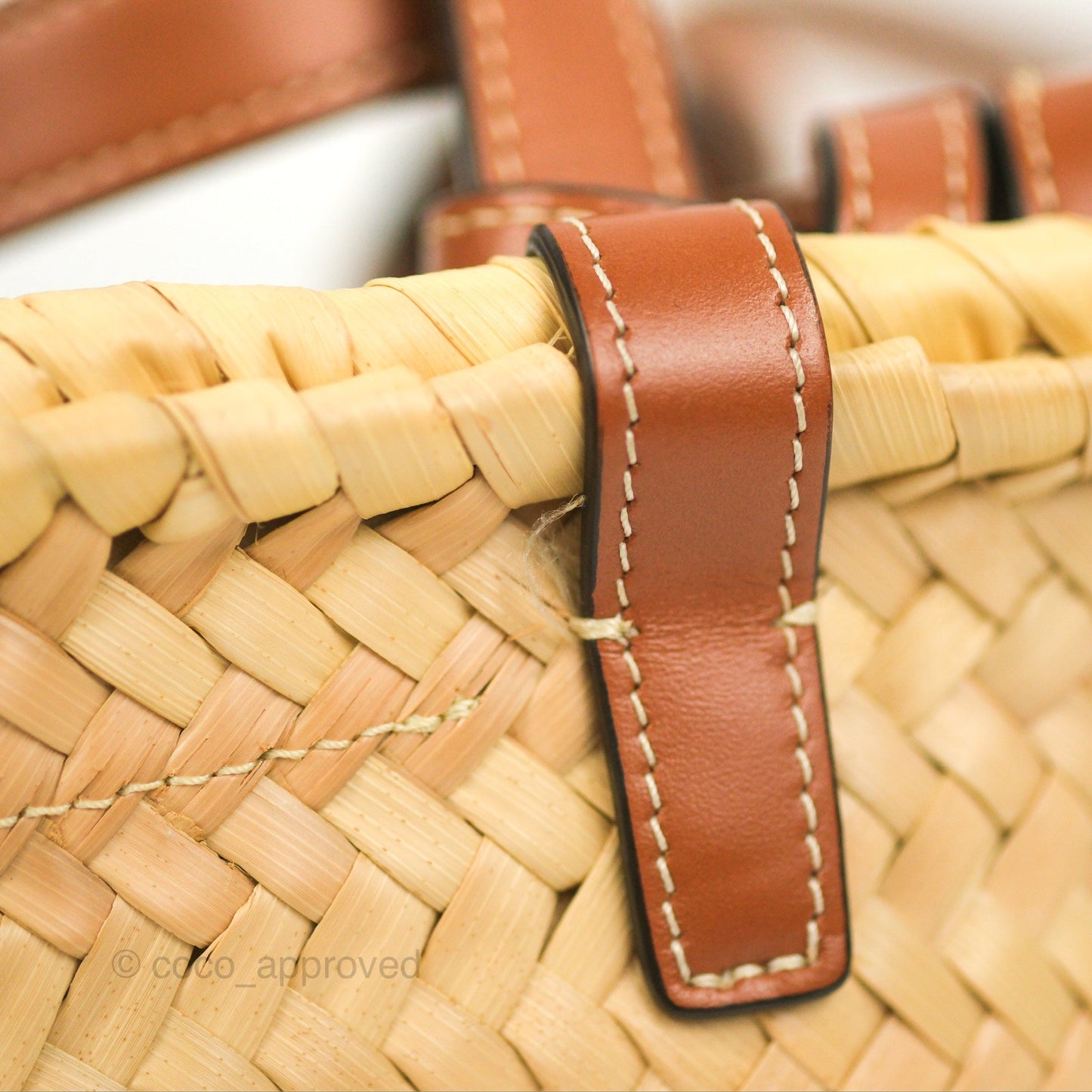 Celine Nano Triomphe Panier Palm Leaves Calfskin Tan