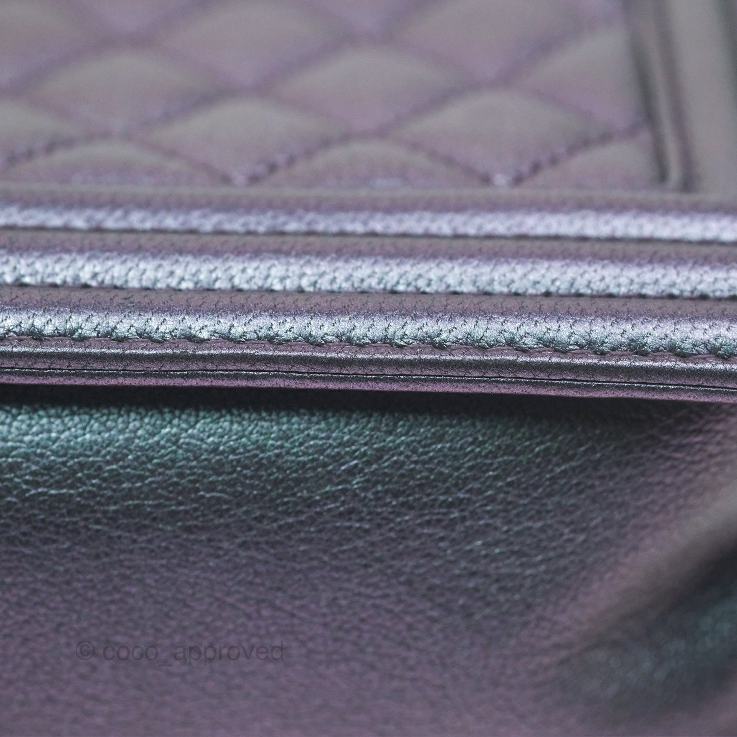Chanel Medium Boy Quilted Iridescent Purple Goatskin Rainbow Hardware