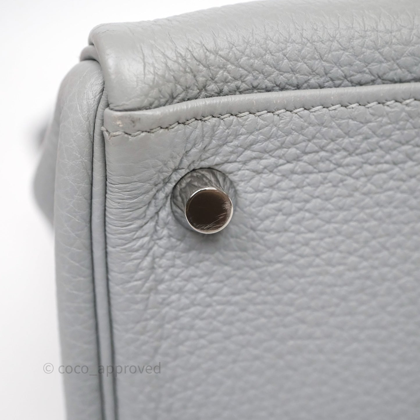 Hermès Kelly 32 Retourne Bleu Glacier 8U Togo Palladium Hardware