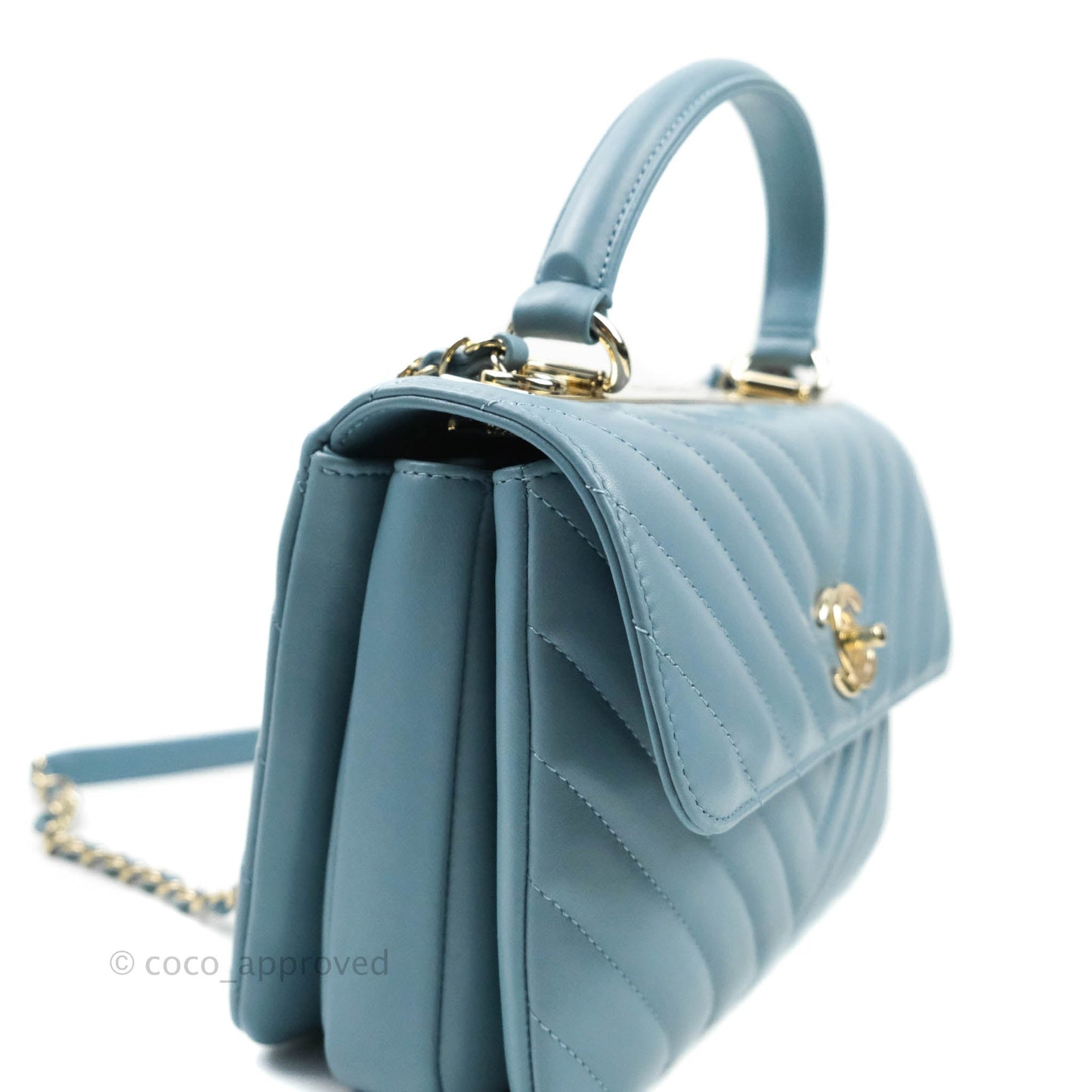 Chanel Trendy CC Chevron Small Blue Lambskin Gold Hardware