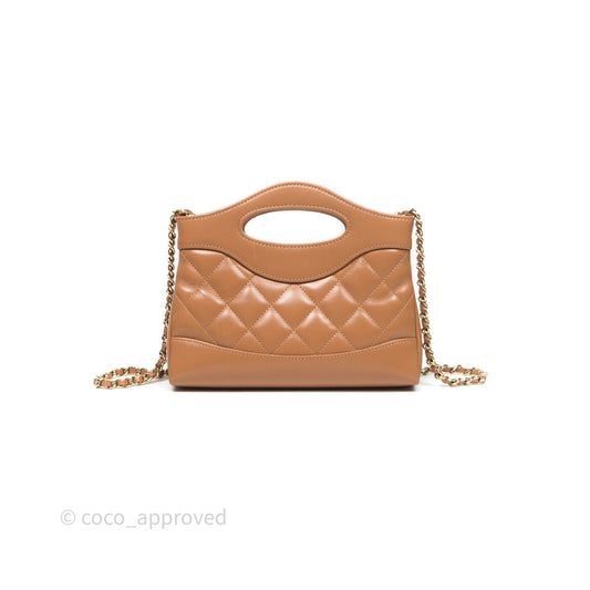 Chanel Nano 31 Dark Beige Shiny Lambskin Gold Hardware