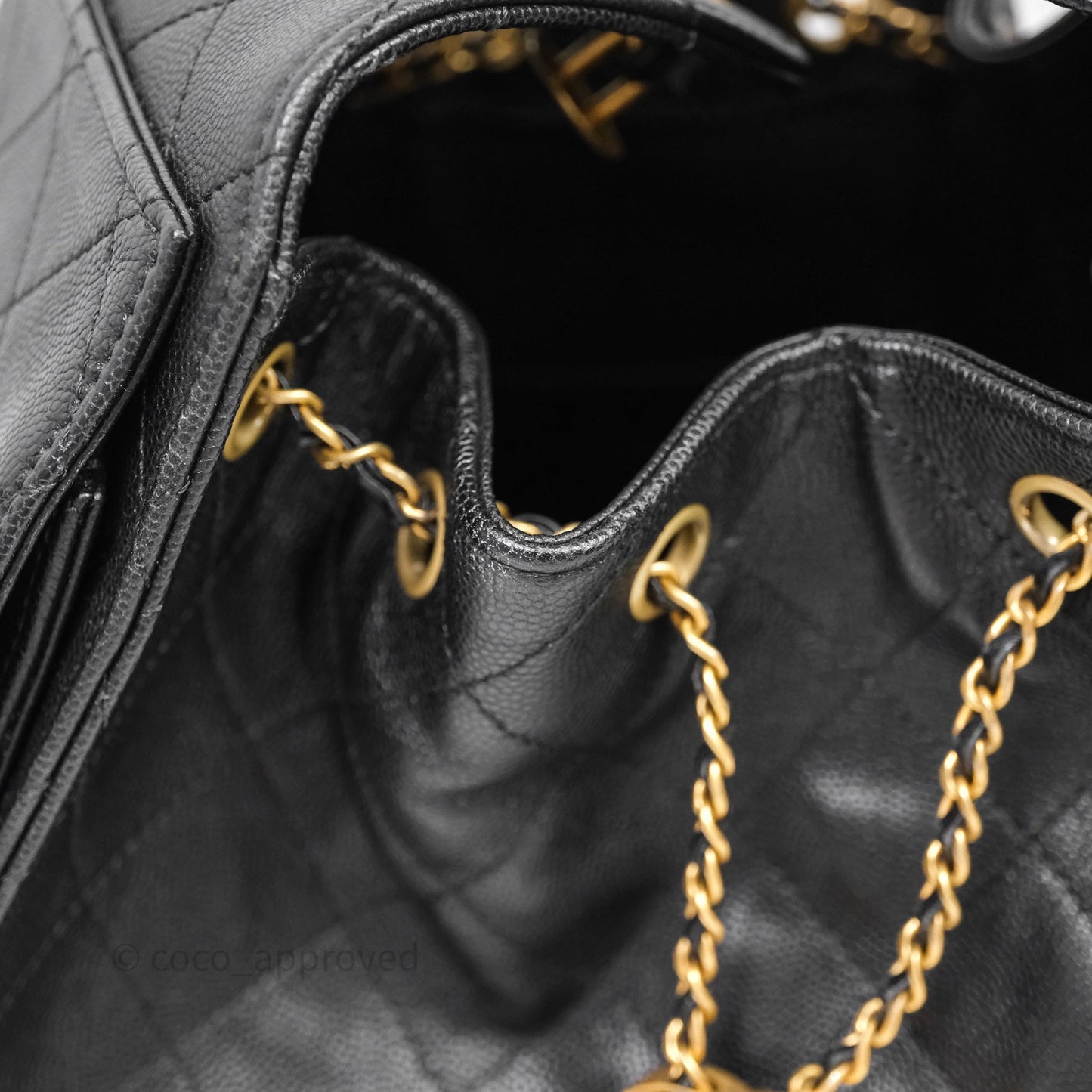 Chanel 25 Small Black Caviar Aged Gold Hardware