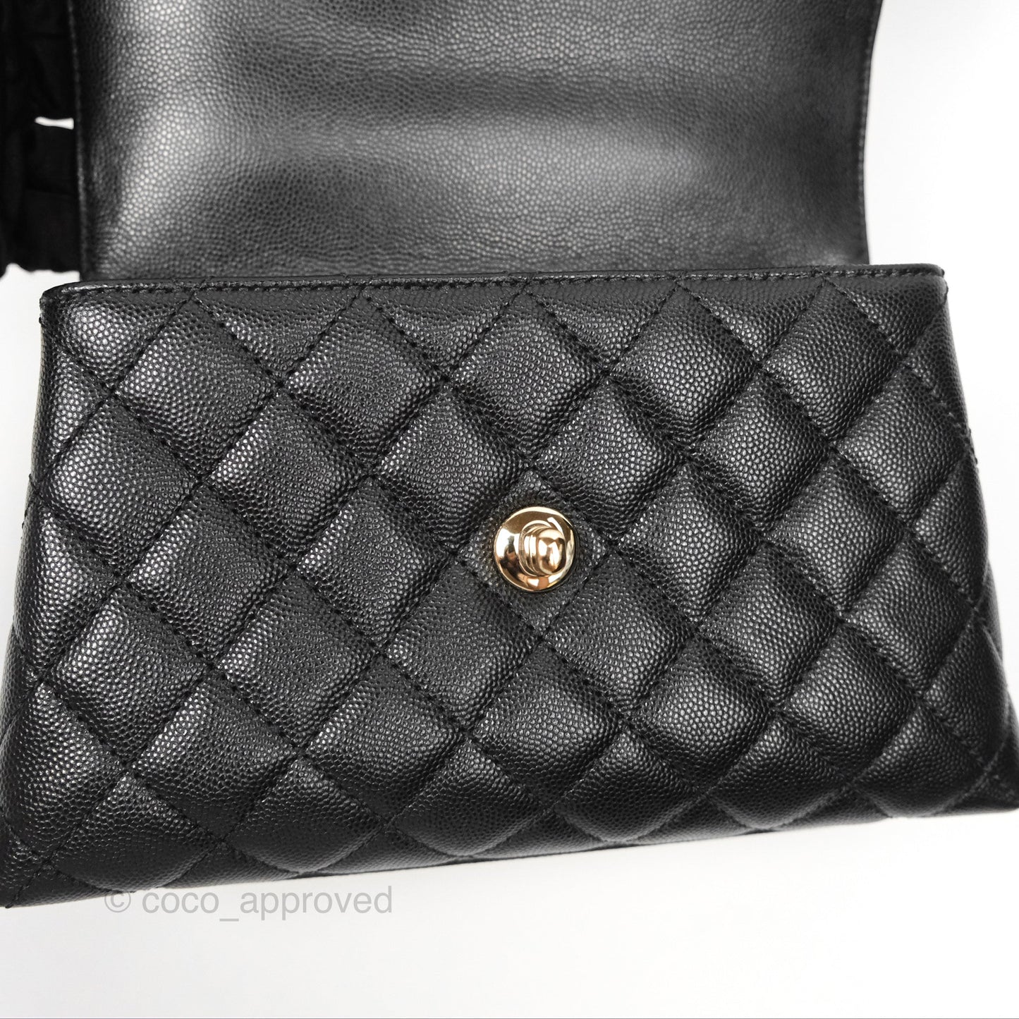 Chanel Small Coco Handle Quilted Black Caviar Gold Hardware