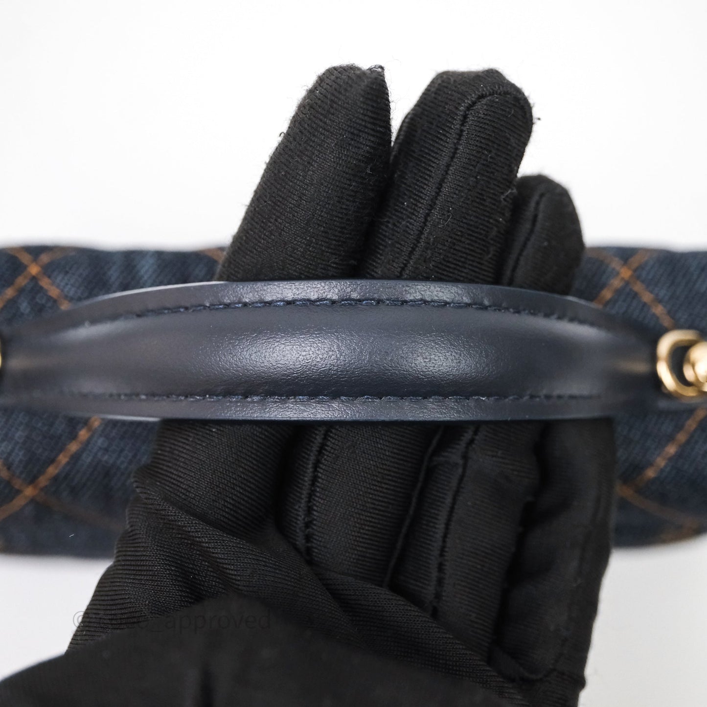 Chanel Top Handle Long Vanity with Chain Dark Blue Denim Gold Hardware