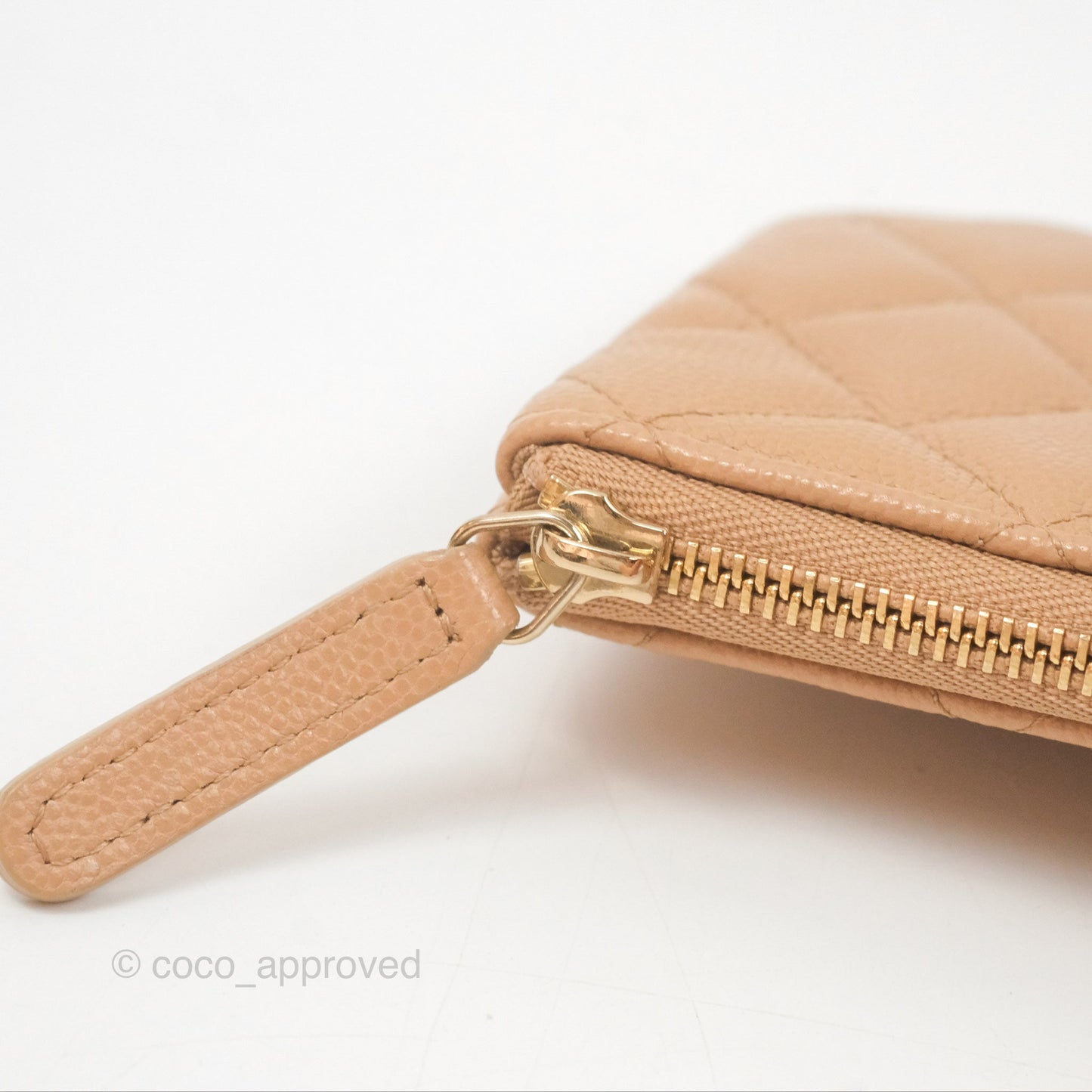 Chanel Quilted Mini O Case Beige Caviar Gold Hardware