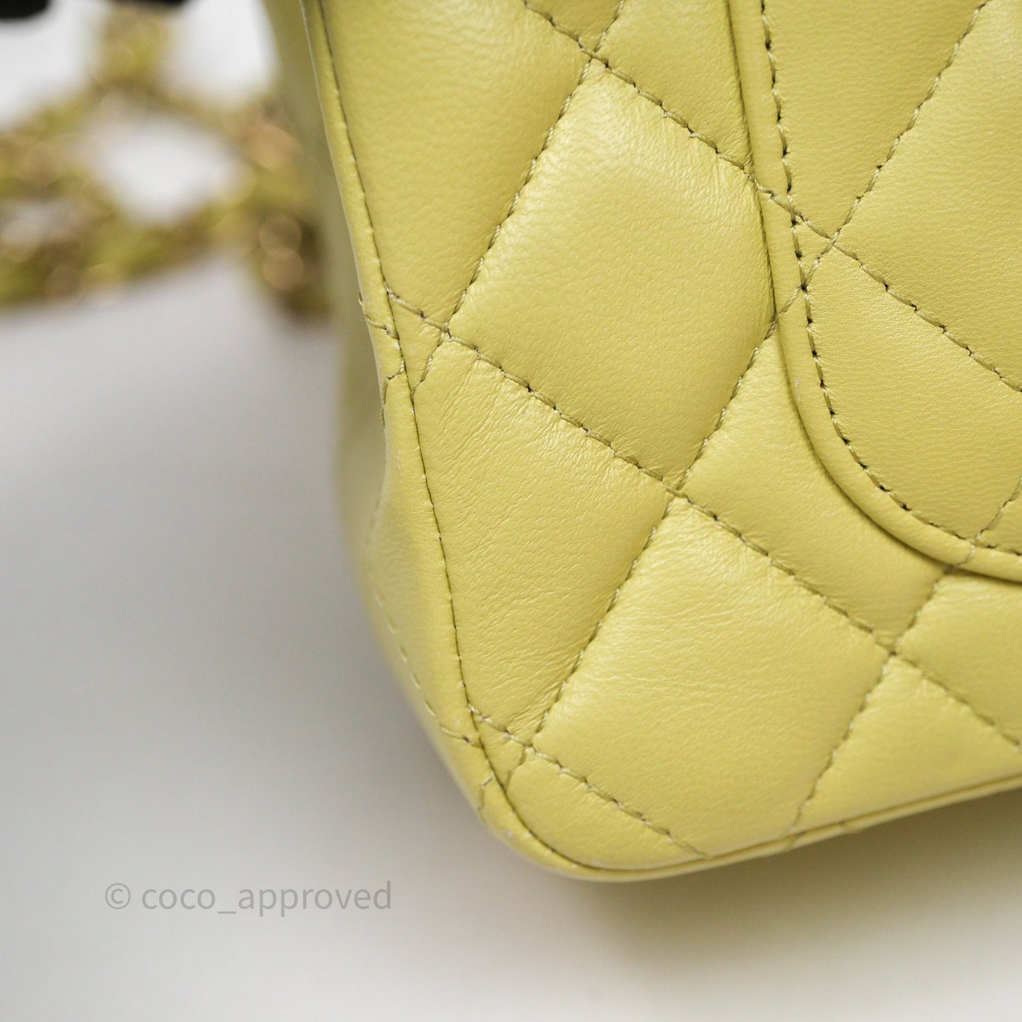Chanel Mini Rectangular Flap Quilted Green Lambskin Gold Hardware