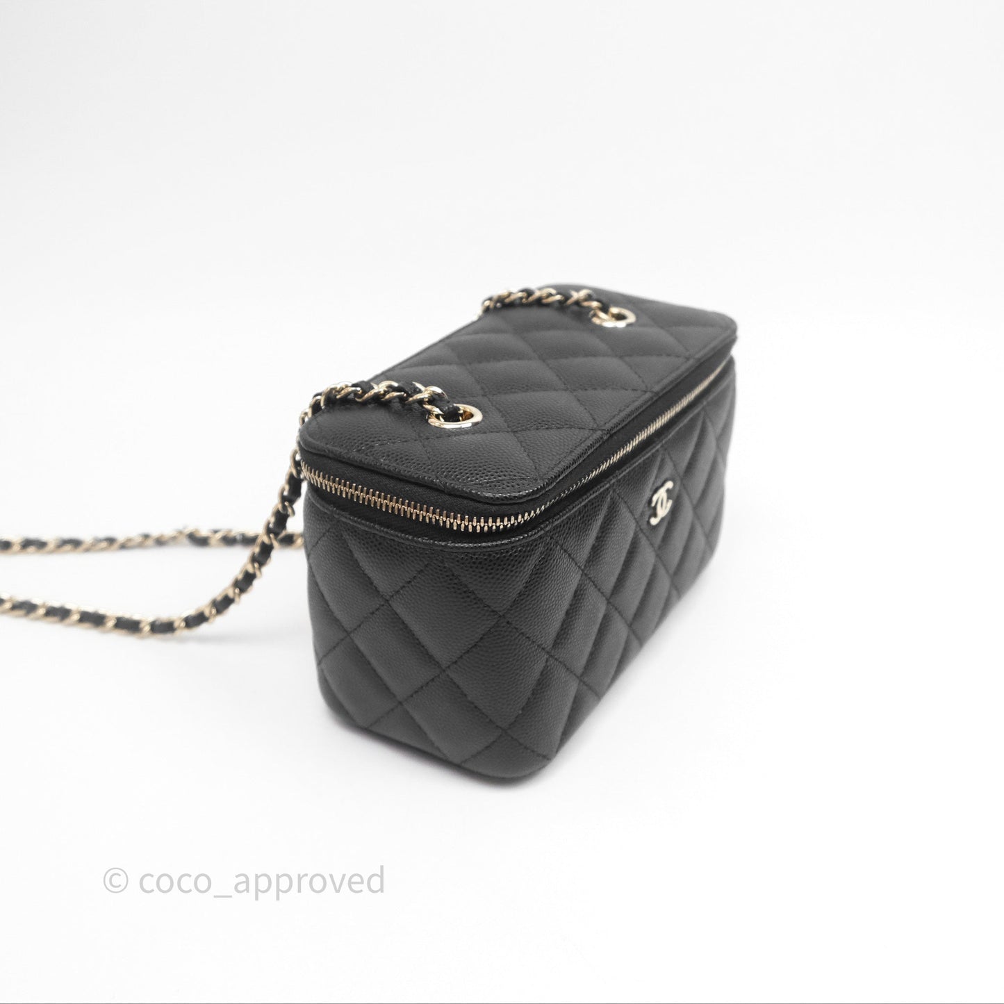 Chanel Vanity Rectangular With Chain Black Caviar Gold Hardware