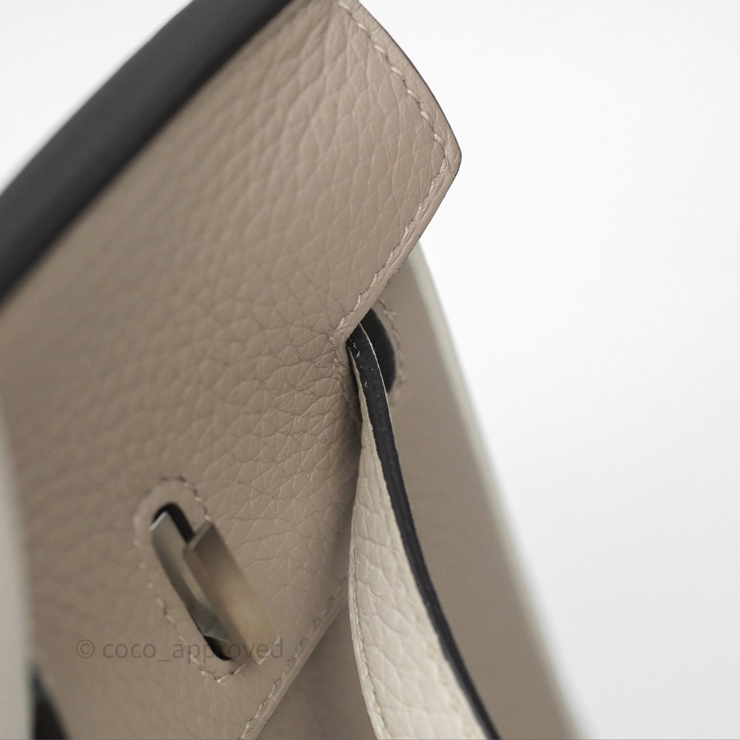 Hermès Birkin 25 Special Order Retourne Gris Tourterelle 81 / Beton 8L Clemence Brushed Palladium Hardware